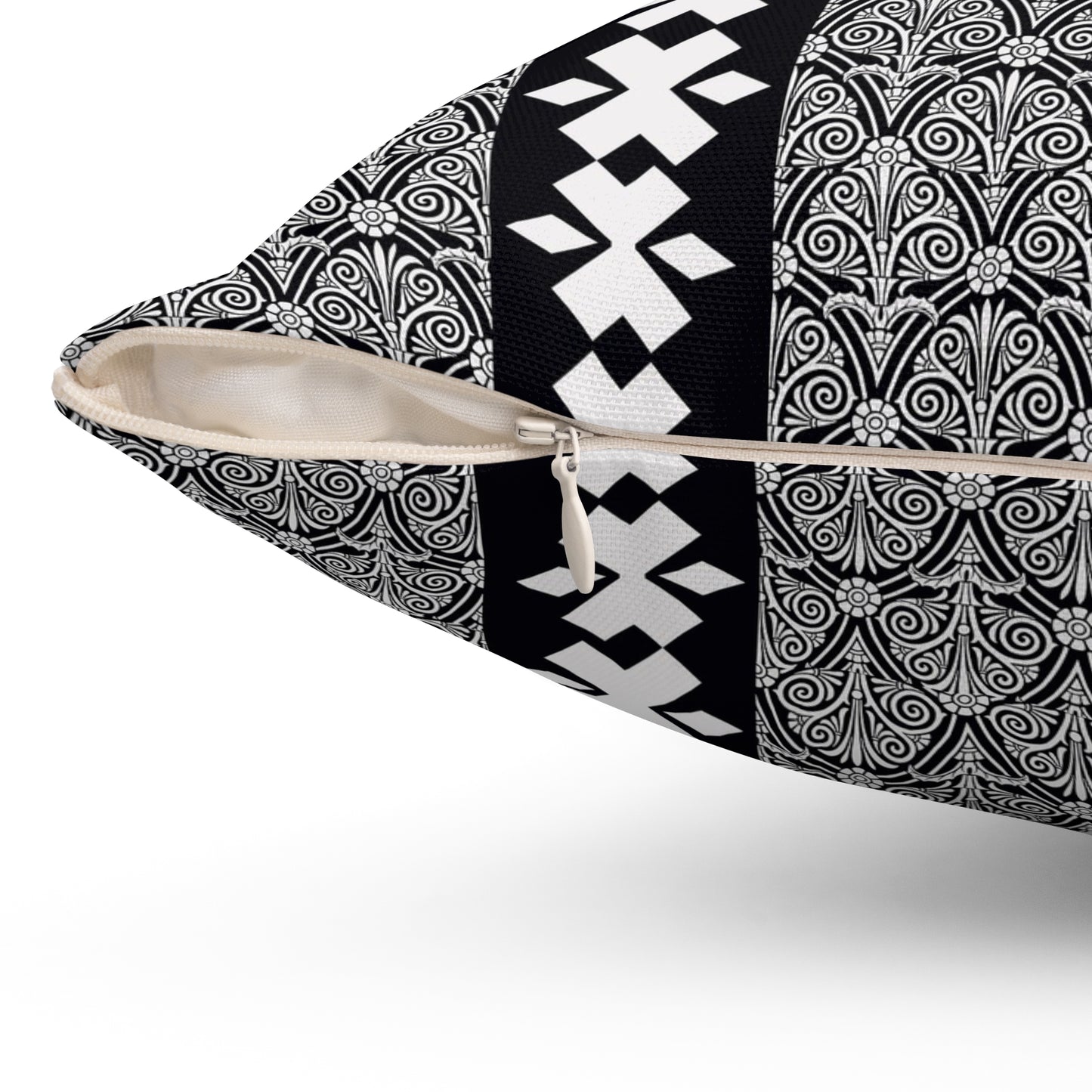 Bohemian Boho Square Pillow with Geometric Print, Cushion for Home Decor, Living Room Accent, Stylish Throw Pillow, Gift for Her