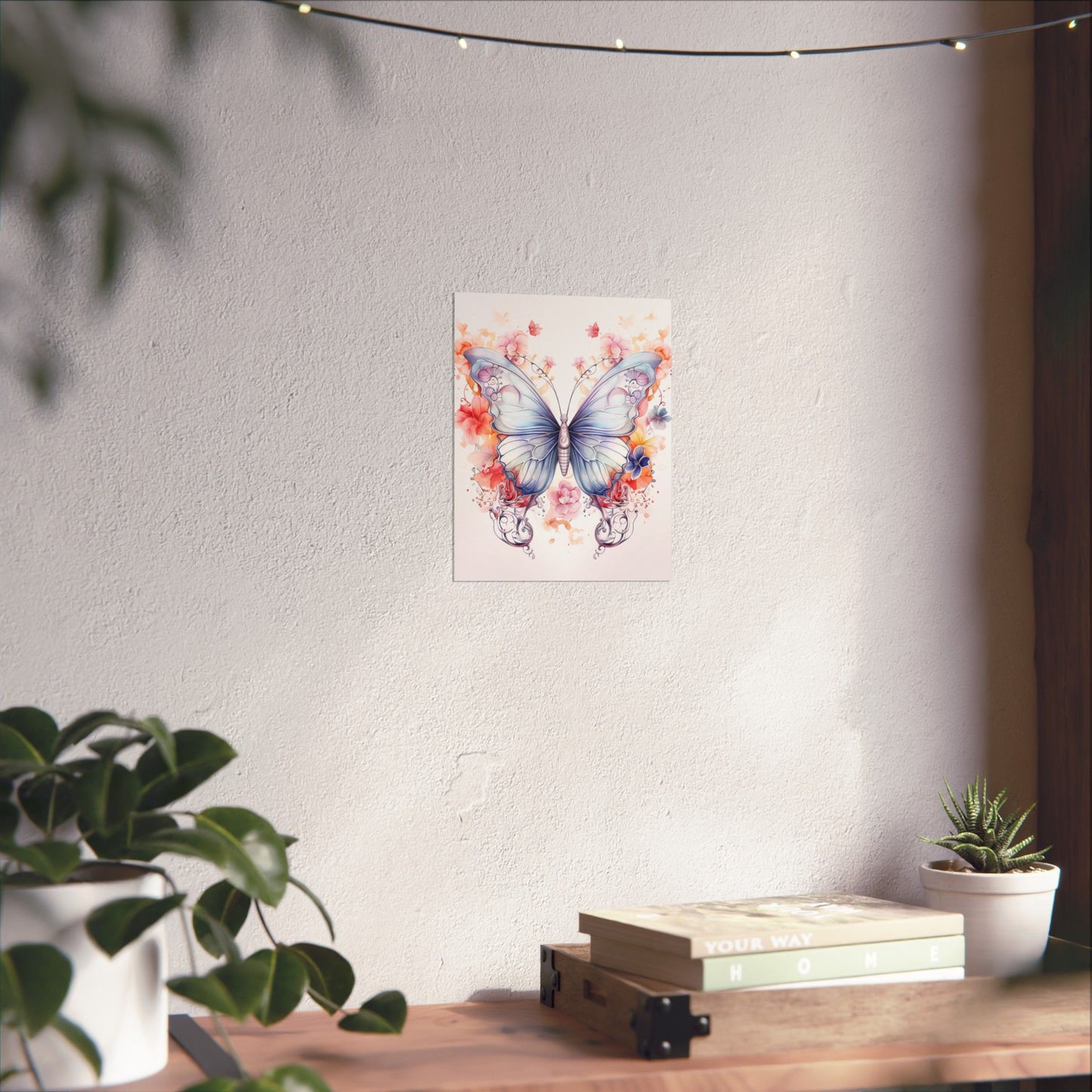 Butterfly Watercolor Wall Poster — Floral Pastel Matte Vertical Print
