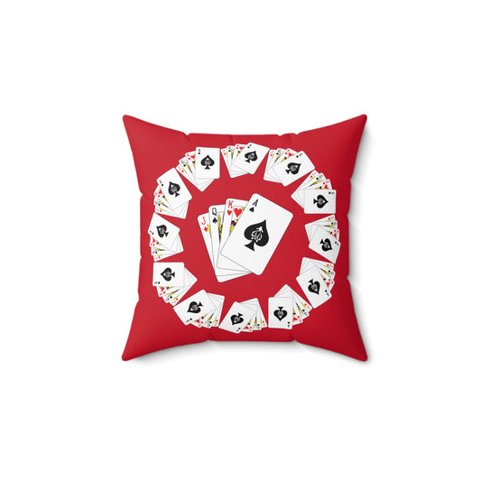 Playing Cards Themed Pillow, Fun Home Décor, Gift for Gamers, Poker Night Cushion, Card Game Decoration