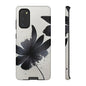 Monochrome Floral Tough Phone Case — Black Ink Flower Protective Cover