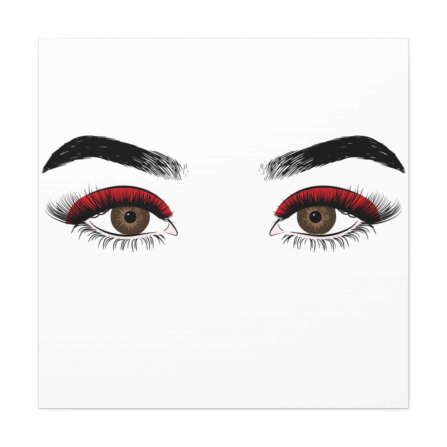 Red Lashes Wall Art Canvas — Glam Eyes Makeup Decor