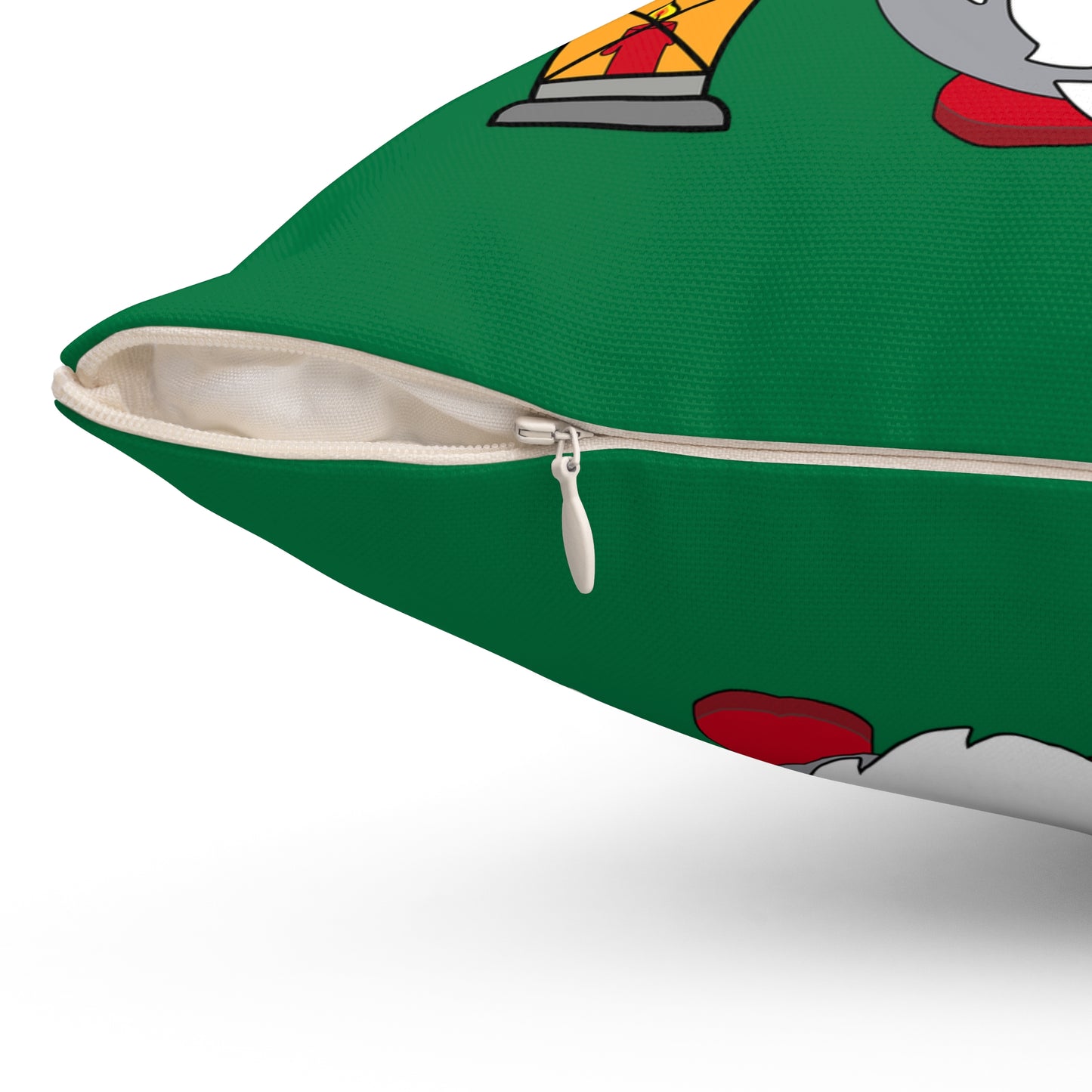 Christmas Gnome Pillow — Green Holiday Throw Pillow with Lantern