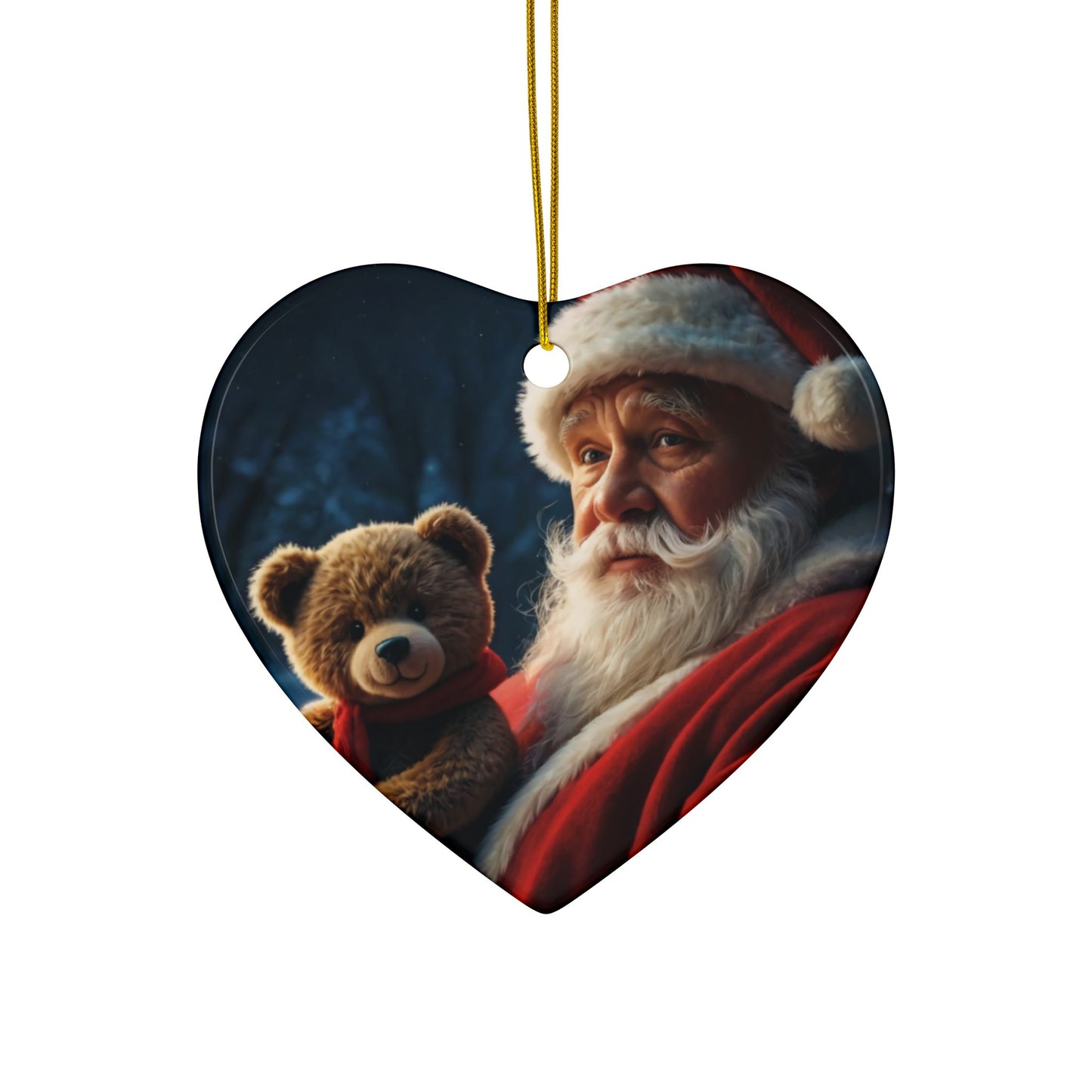 Ceramic Christmas Ornaments, Santa and Teddy Bear Design, Holiday Decorations, Christmas Gifts, Family Keepsakes