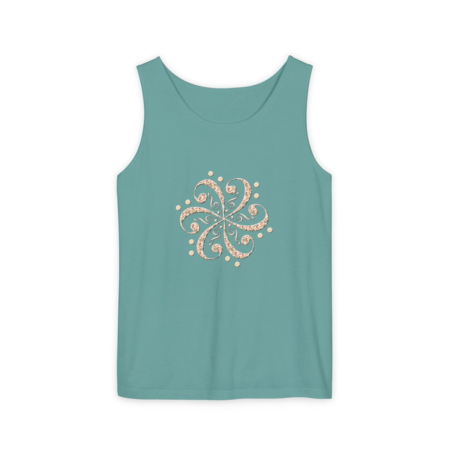 Boho Spiral Design Tank Top | Unisex Summer Apparel, Casual Wear, Beach Outfit, Festival Top, Gift Idea