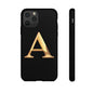 Custom Phone Case with Gold Letter A, Monogrammed Gift, Tough Protective Case, Personalized Phone Accessory, Unique Phone Cover