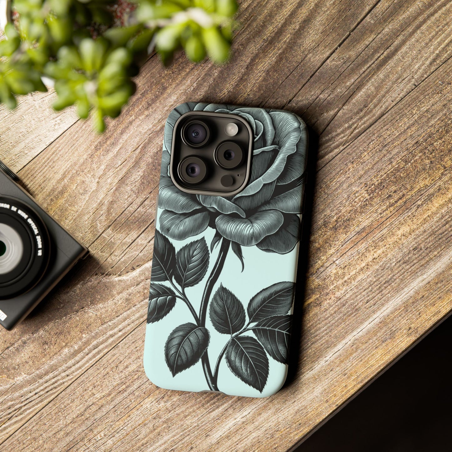 Elegant Floral Phone Case, Tough Cases for iPhones, Black Rose Design, Gift for Her, Stylish Phone Cover, Birthday Gifts