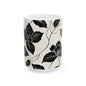 Black Floral Ceramic Mug — Monochrome Vintage Flower Coffee Cup (11oz & 15oz)