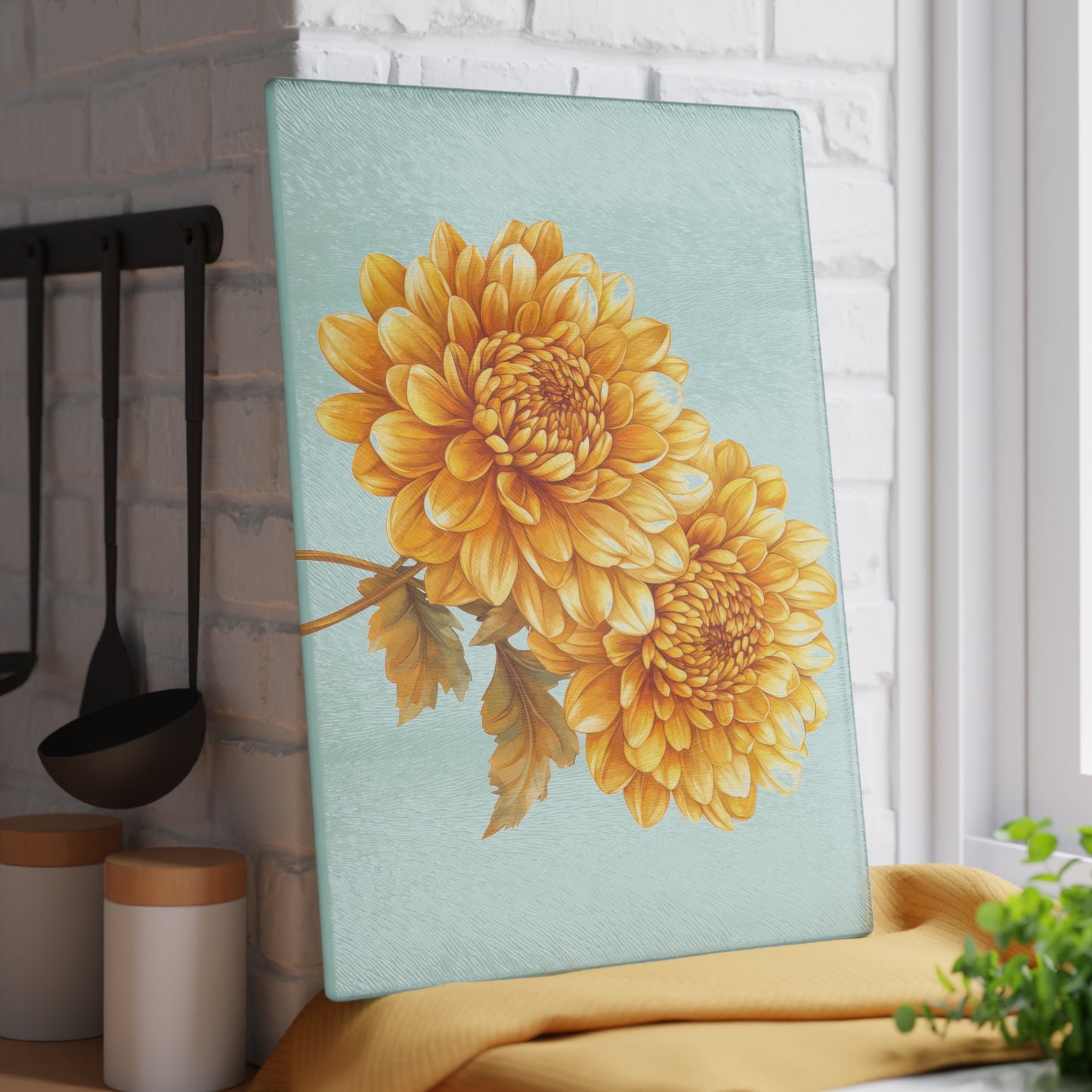 Floral Glass Cutting Board, Elegant Kitchen Decor, Gift for Chefs, Floral Home Accent, Cooking Accessory, Spring Decor