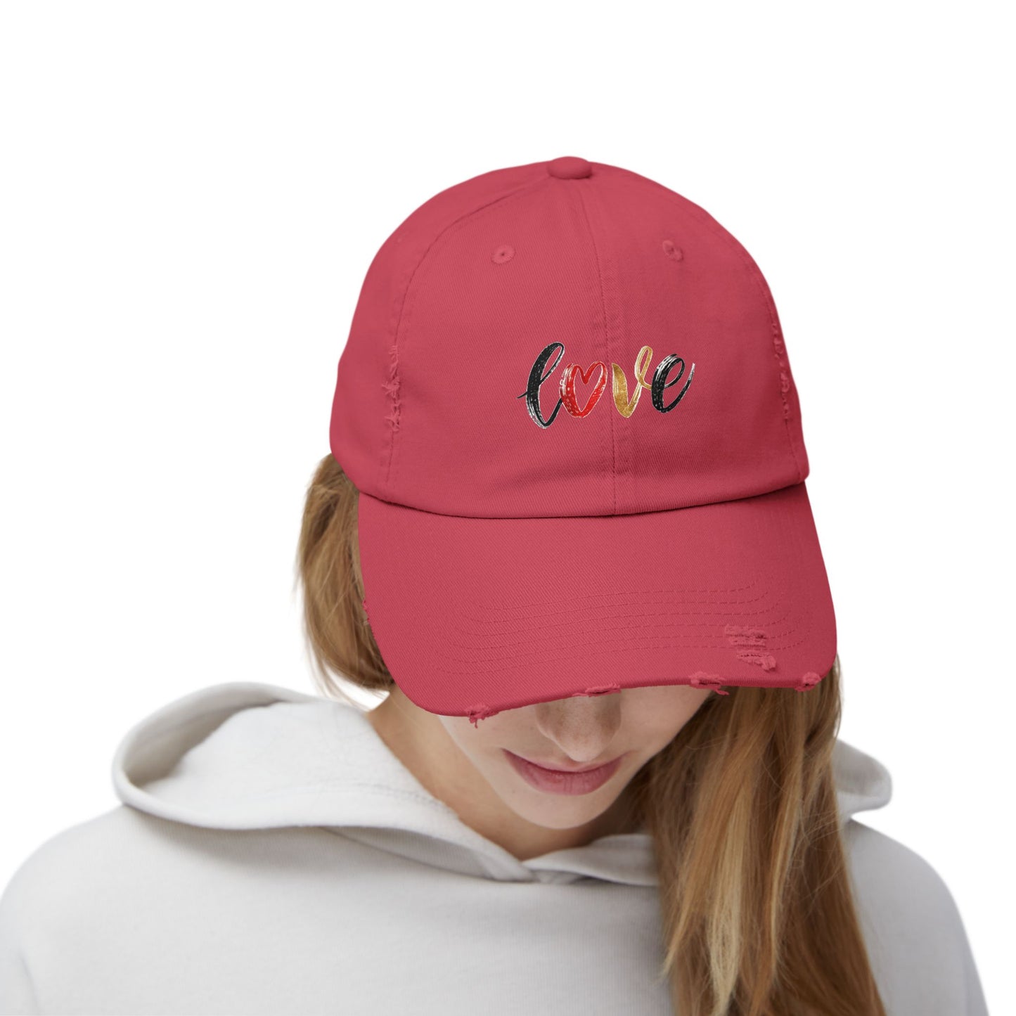 Distressed Love Cap - Casual Unisex Hat for Everyday Wear, Gift for Her, Summer Accessory, Trendy Streetwear, Distressed Cap