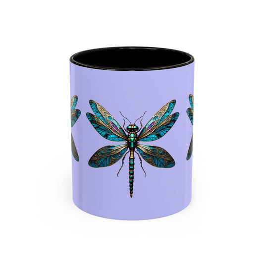 Colorful Dragonfly Accent Coffee Mug - Perfect for Nature Lovers, Gift for Friends, Home Decor, Butterfly Lovers, Tea Enthusiasts