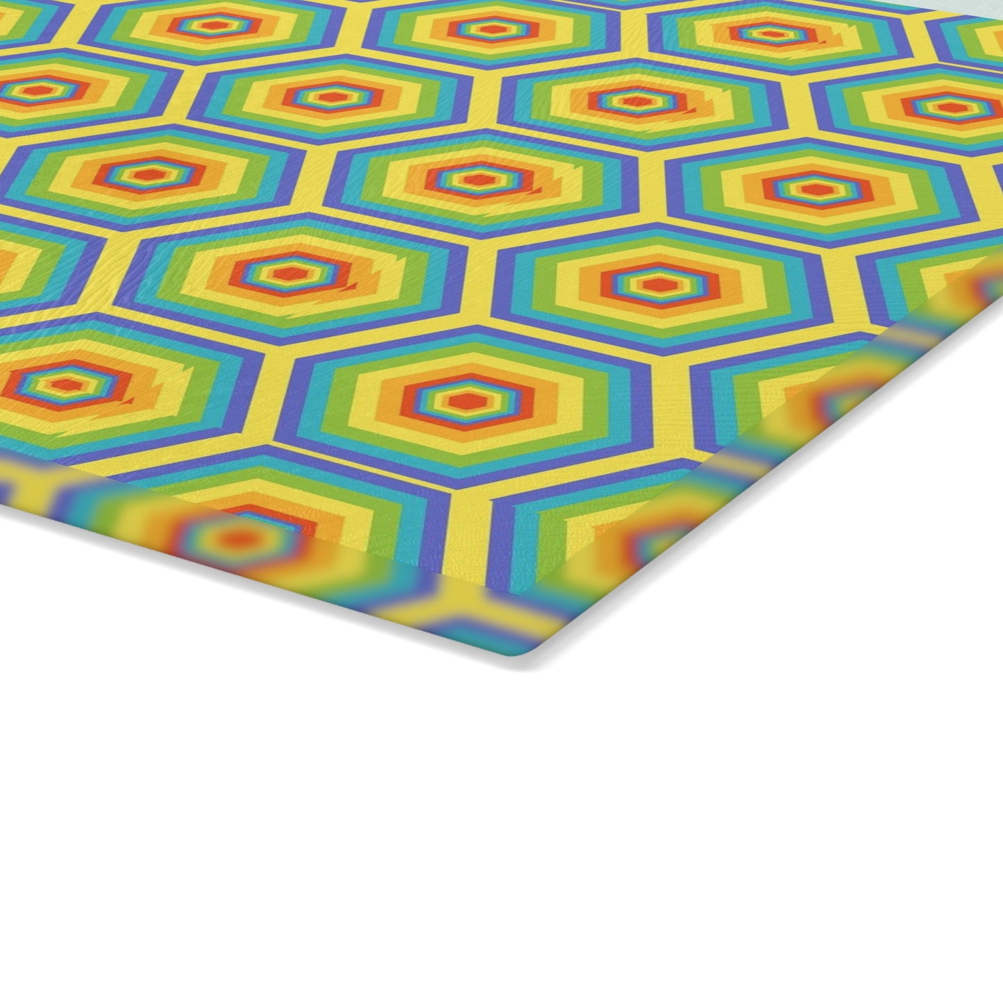 Bright Honeycomb Glass Cutting Board, Kitchen Decor, Unique Gift, Eco-Friendly, Housewarming, Colorful Cookware