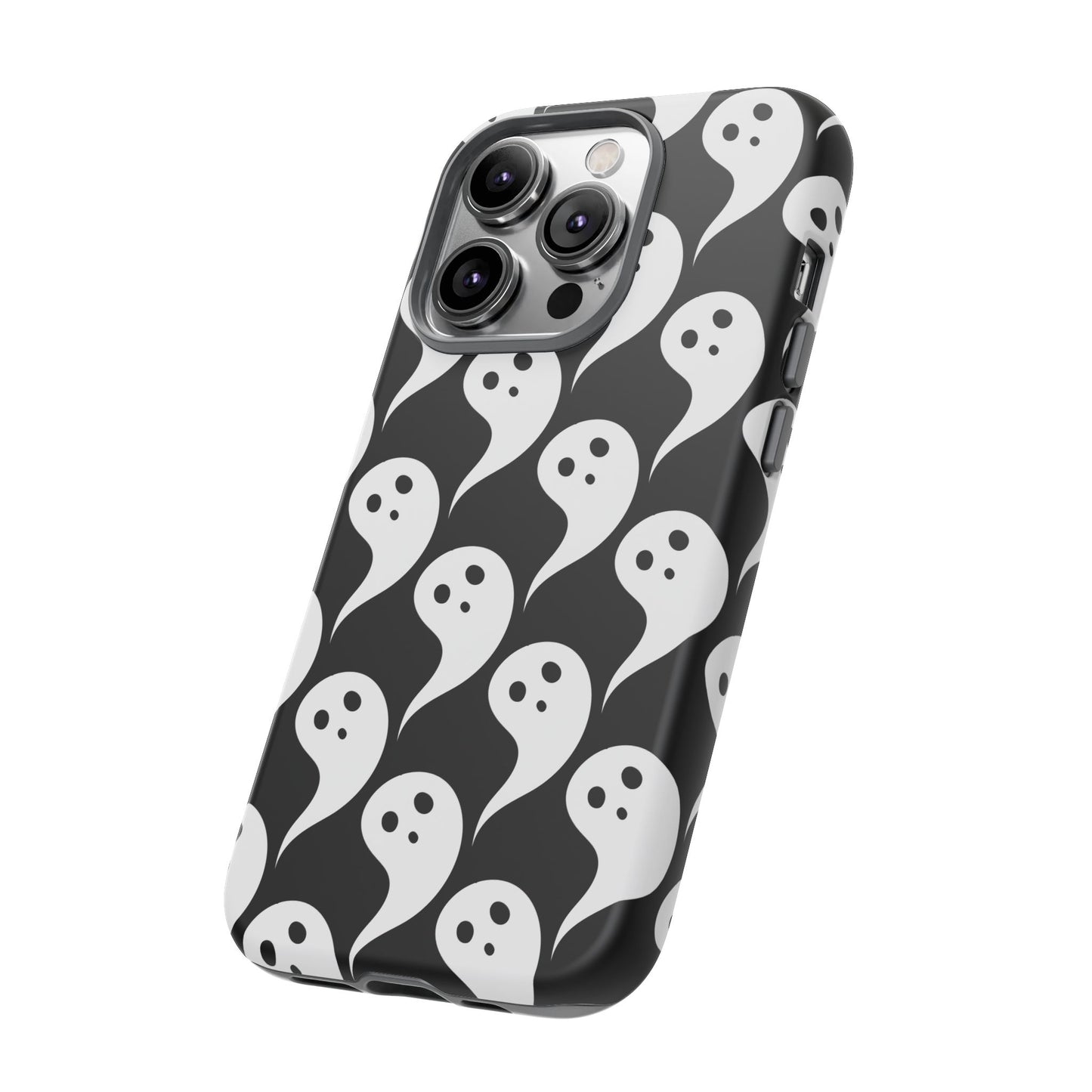 Ghost Pattern Phone Case, Cute Ghost Cell Phone Cover, Halloween Accessory, Spooky Gift, Black and White Phone Case