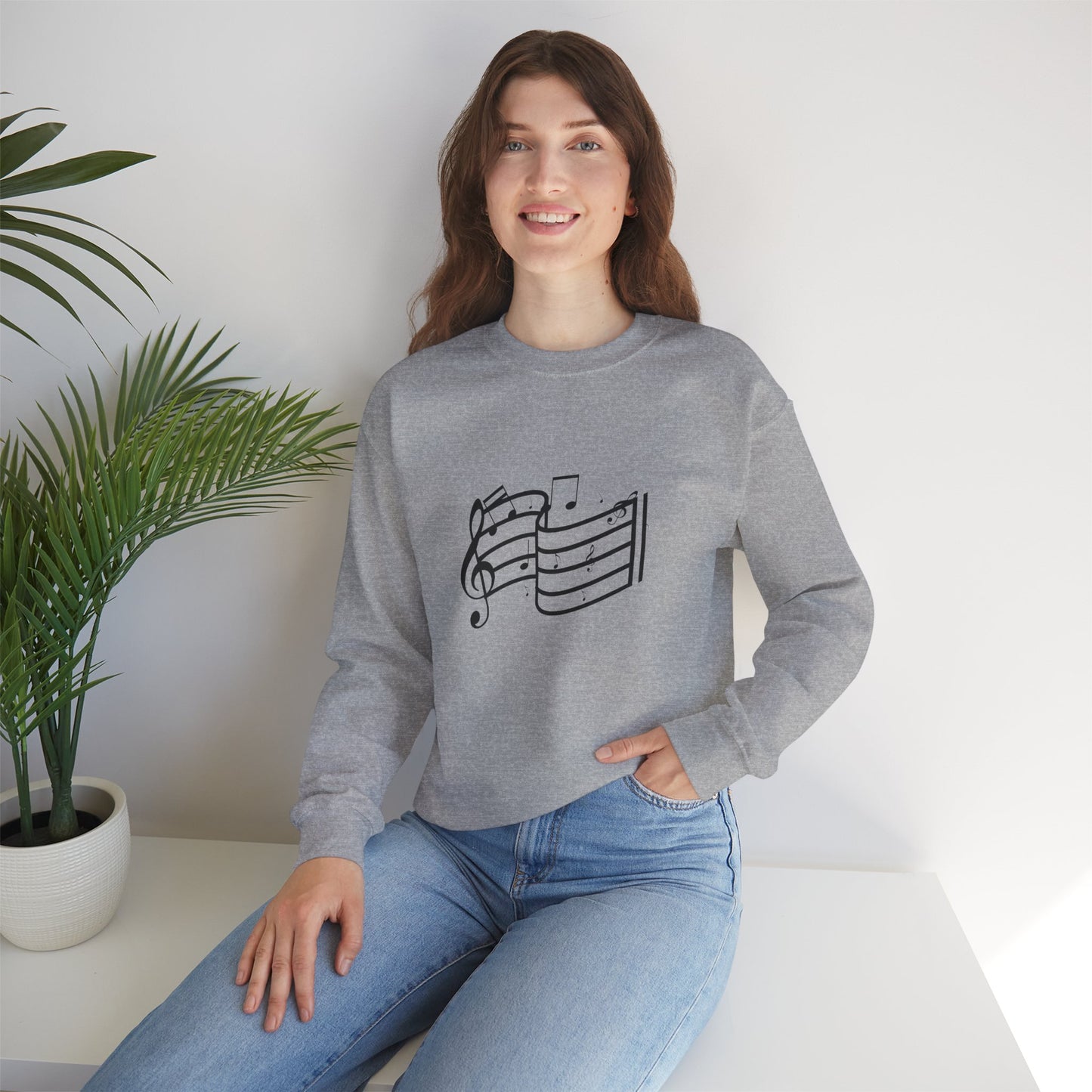 Music Notes Crewneck Sweatshirt – Minimal Sheet Music Design