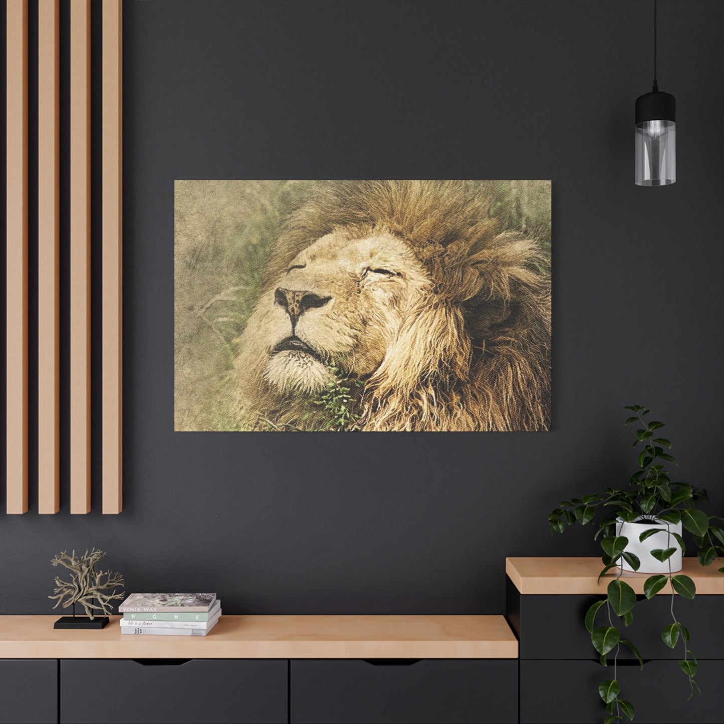 Lion Portrait Matte Canvas Print — Stretched 1.25" Wall Art