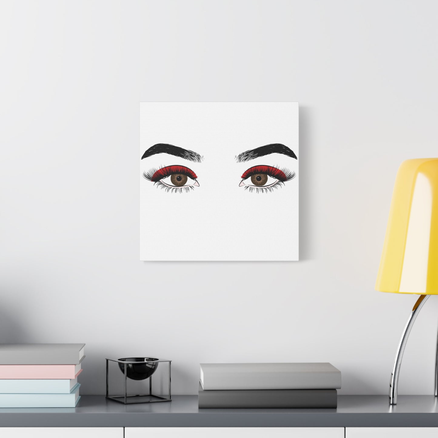 Red Lashes Wall Art Canvas — Glam Eyes Makeup Decor