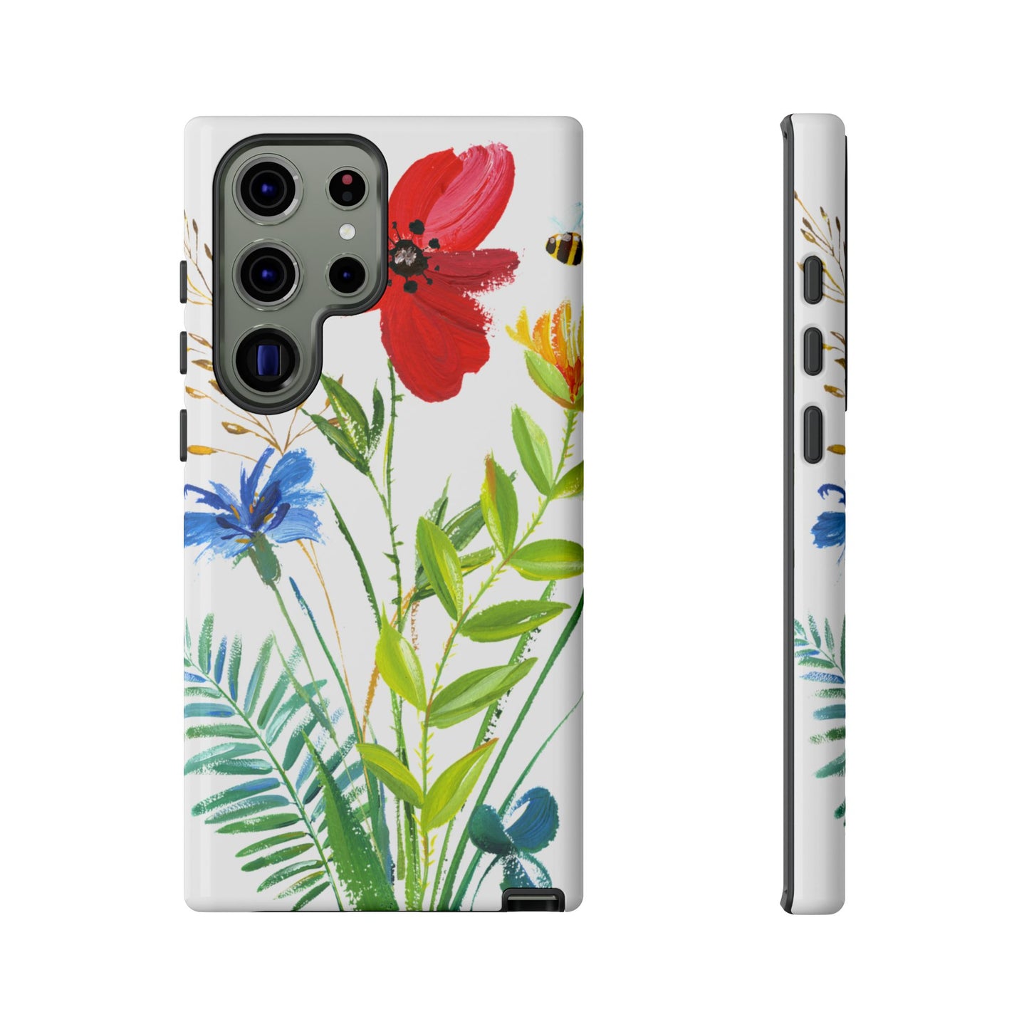Floral Watercolor Tough Phone Case — Wildflower Bouquet Protective Cover