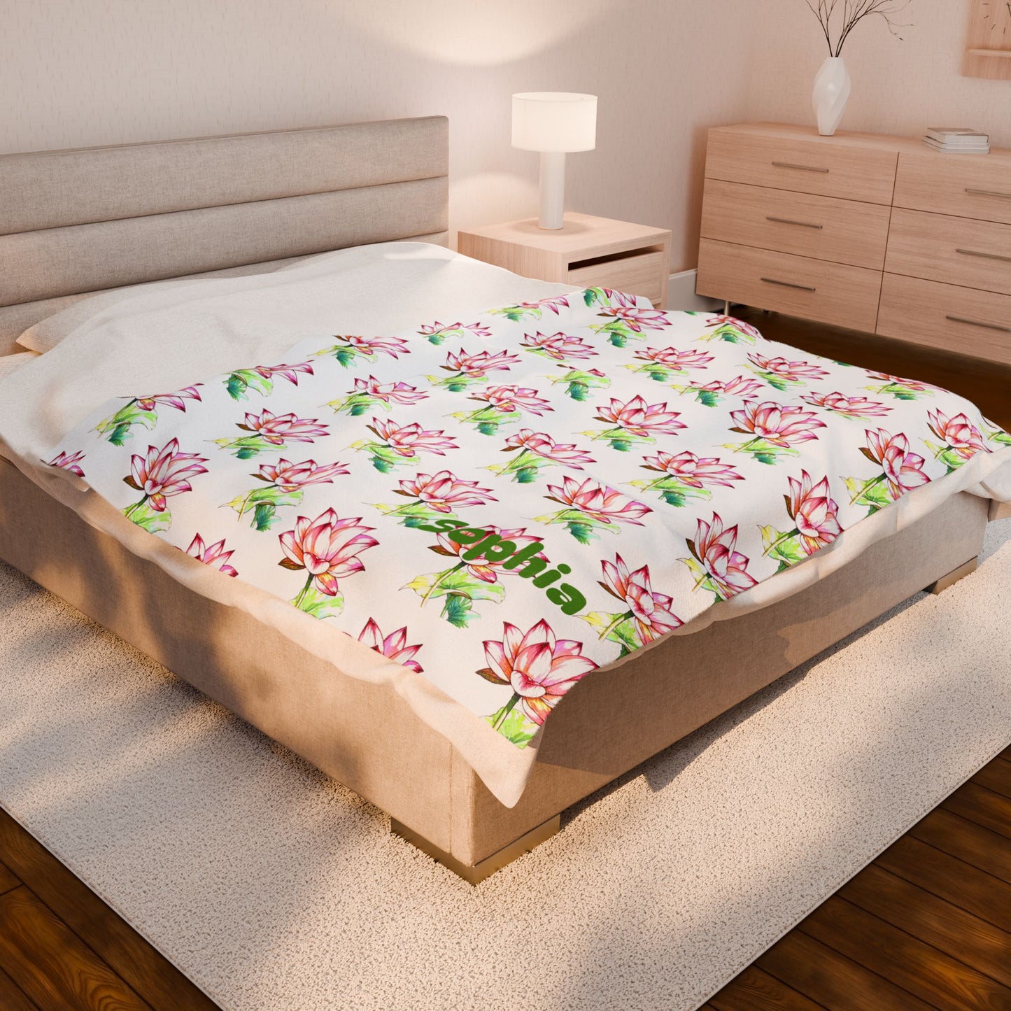 Personalized Floral Velveteen Blanket - Sofia