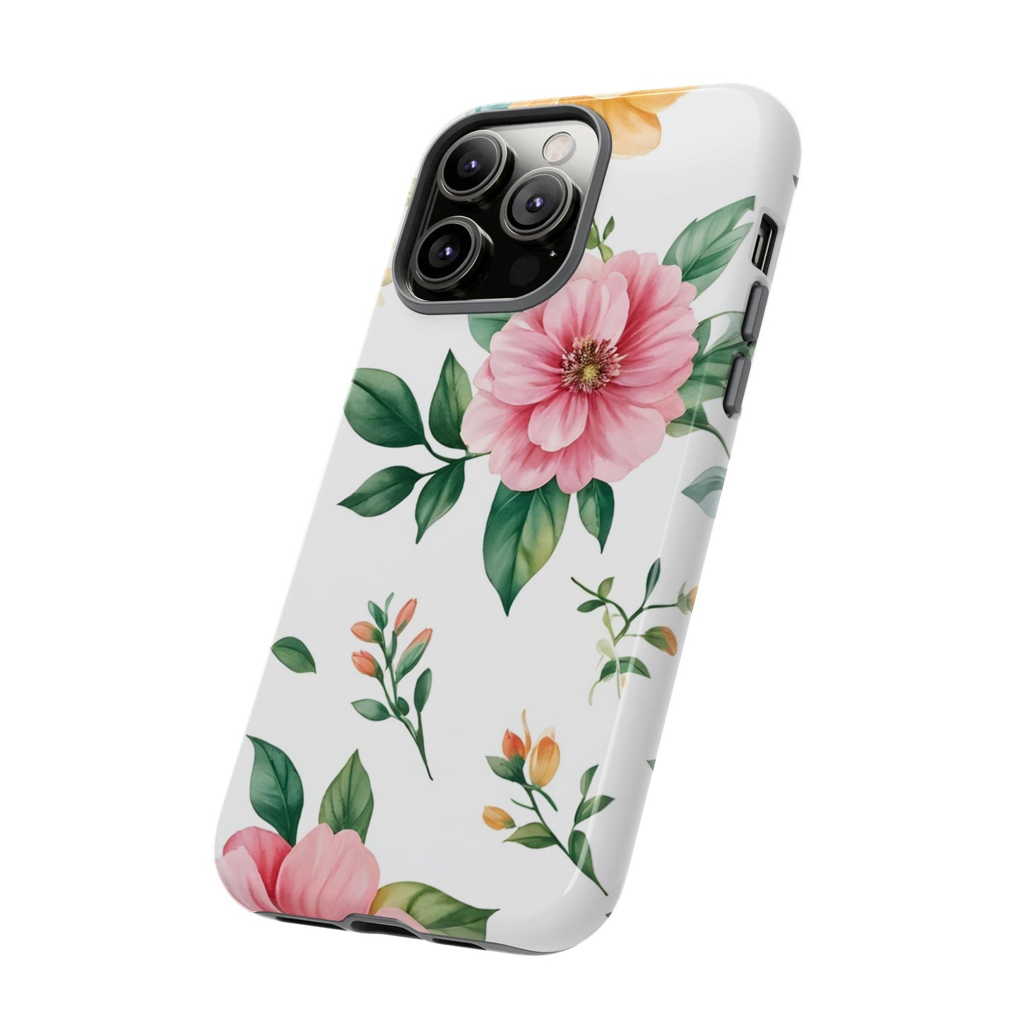 Floral Tough Phone Case — Pink Peony Protective Phone Cover