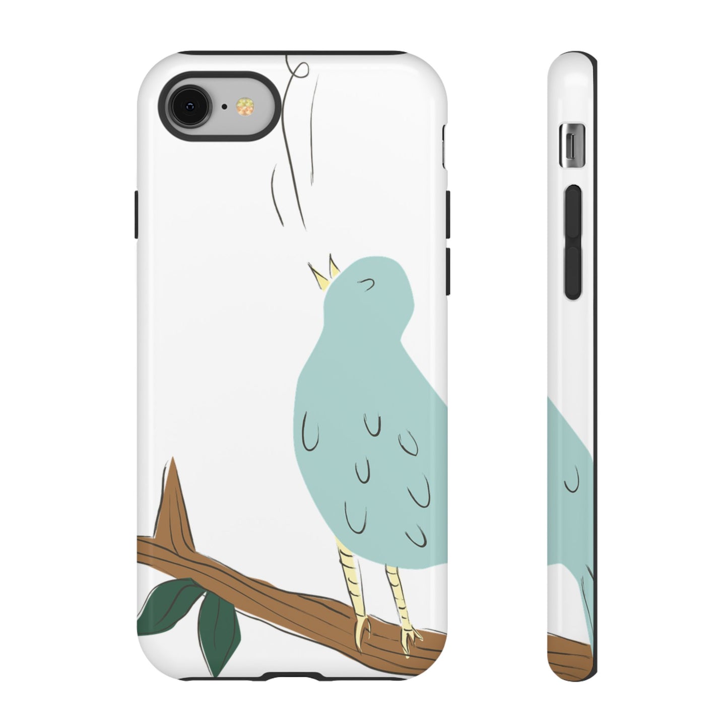 Birdsong Phone Case — Cute Blue Bird on Branch Protective Case