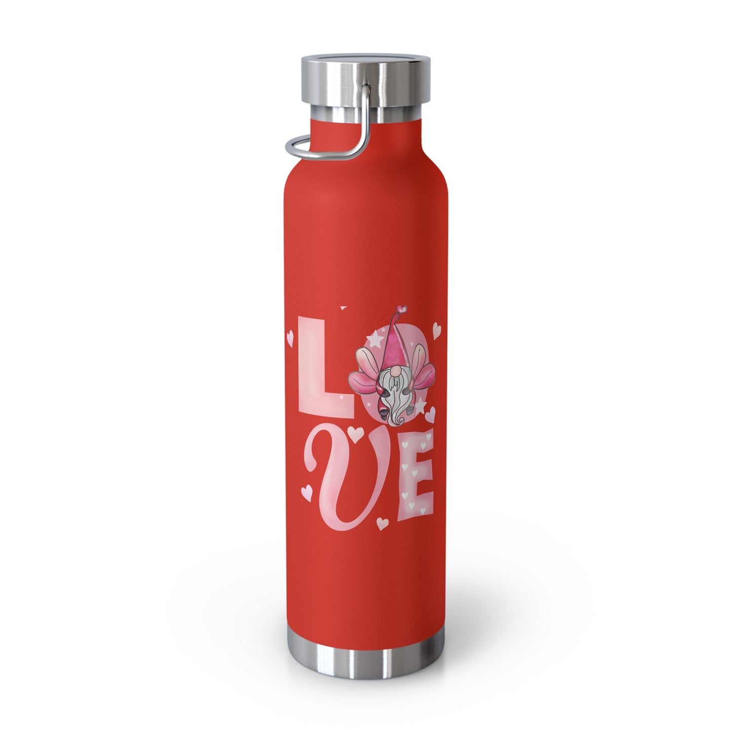 22oz Insulated Bottle — Red 'LOVE' Floral Valentine Water Bottle