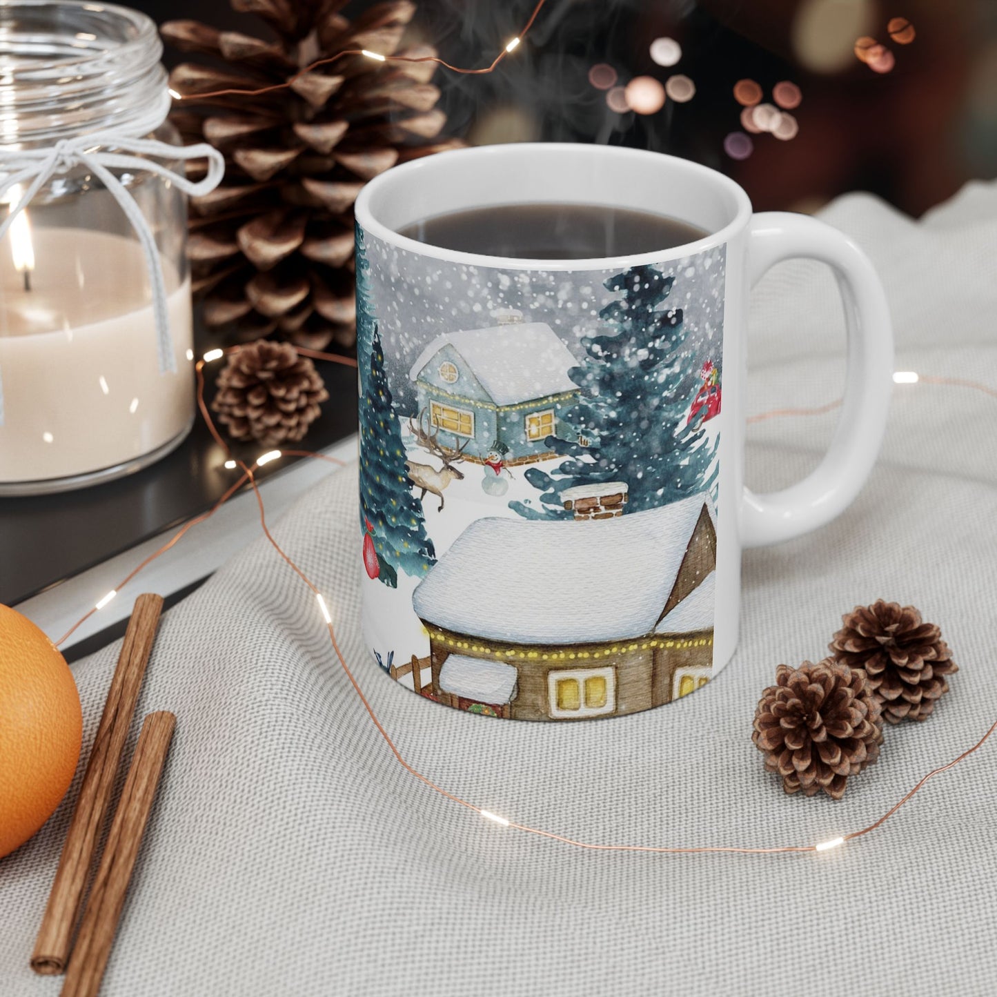 Winter Wonderland Ceramic Mug - Cozy Hot Chocolate Cup, Holiday Gift, Christmas Decor, Seasonal Kitchenware, Snowy Scene