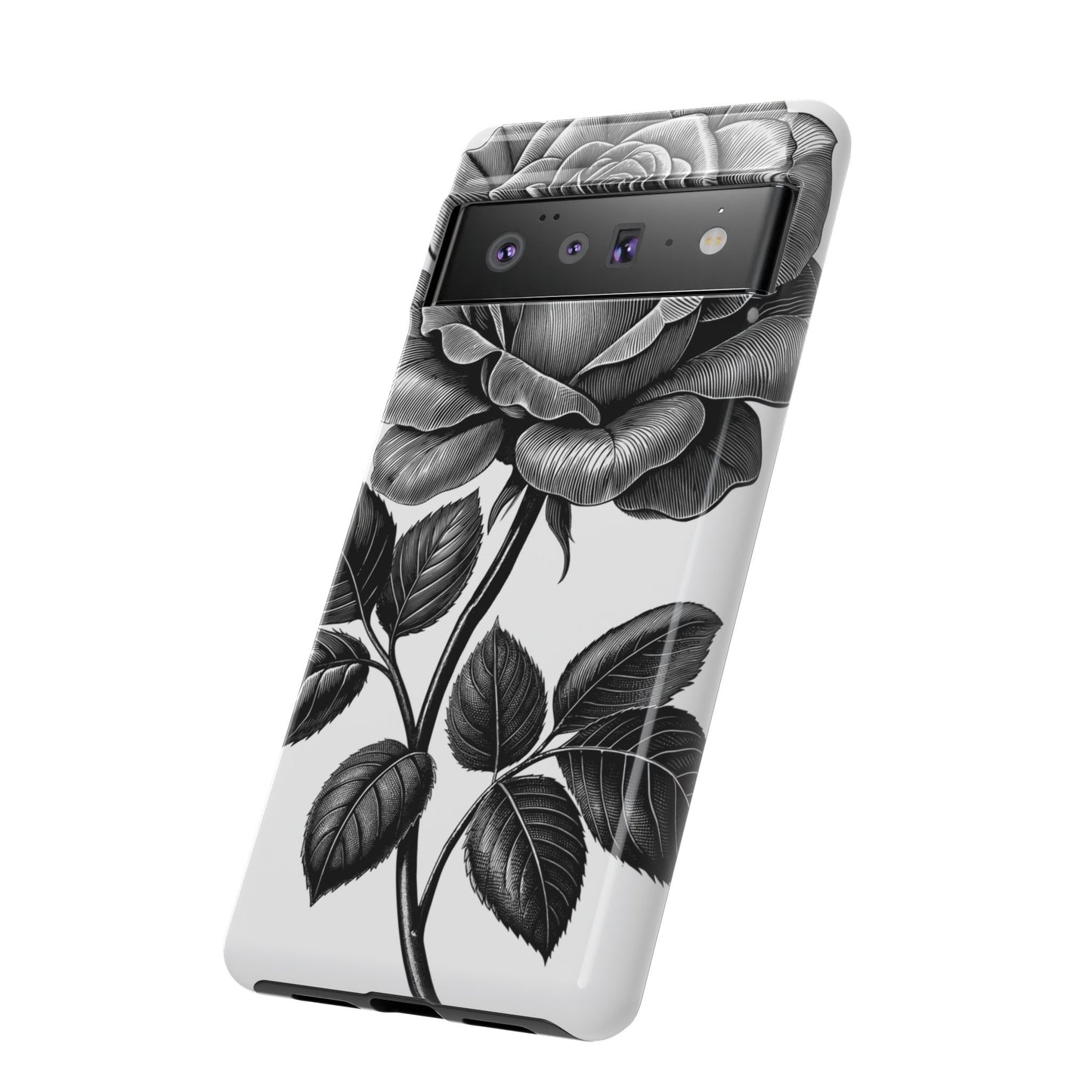 Elegant Floral Phone Case - Tough Cases, Black Rose Design, Floral Phone Cover, Stylish Phone Accessory, Gift for Her, Mother's Day