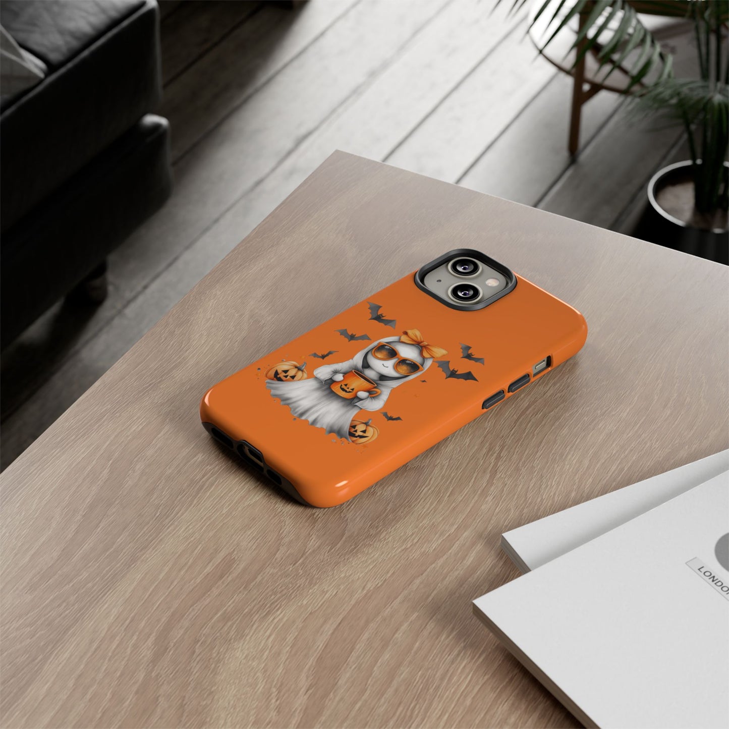Halloween Ghost Phone Case, Cute Cat Ghost Case, Autumn Phone Cover, Spooky Season Gift, Trick or Treat Case