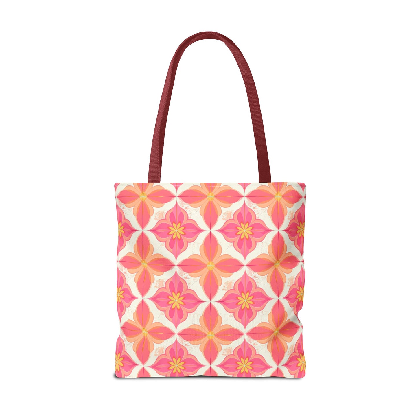 Pink Floral Geometric Tote Bag — All-Over Print Reusable Shopper