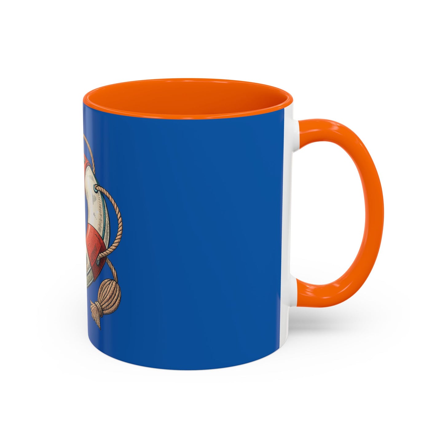 Lifesaver Accent Coffee Mug - Nautical Gift, Beach Decor, Sailor's Coffee Cup, Ocean Lover Mug, Summer Vibes