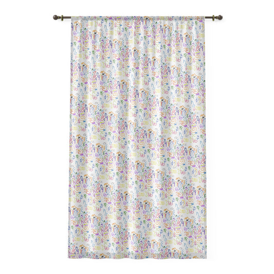 Vibrant Window Curtain - Soft Sheer Home Decor for Boho and Modern Spaces, Room Divider, Light Filtering, Living Room, Kids Room