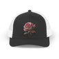 Rose Embellished Snapback Trucker Cap, Casual Hat for Outdoor Events, Gift for Flower Lovers, Stylish Fashion Accessory, Holiday Cap