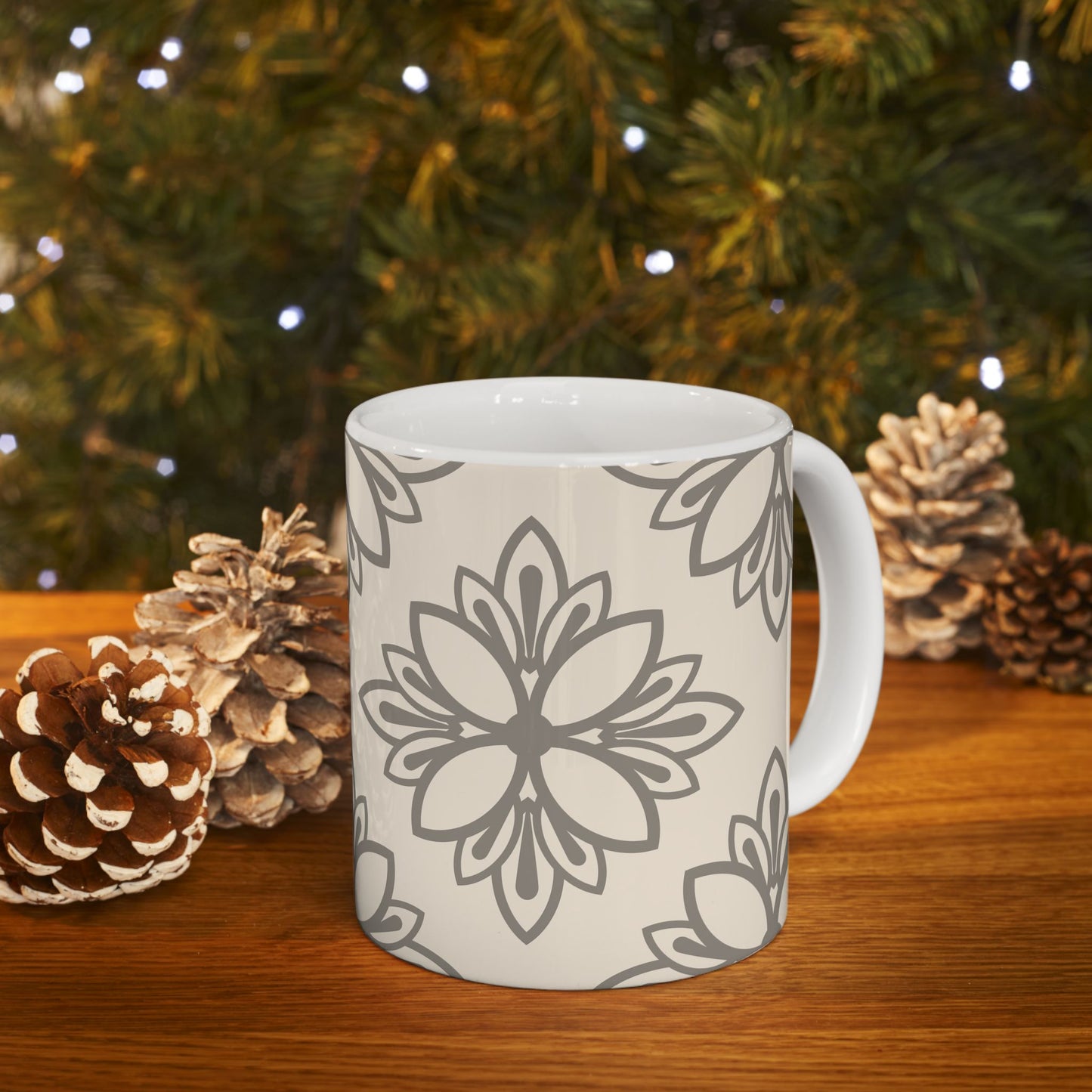 Boho Floral Ceramic Mug, Stylish Coffee Cup, Unique Gift for Her, Cozy Vibes, Home Decor, Tea Lovers, Kitchen Essential