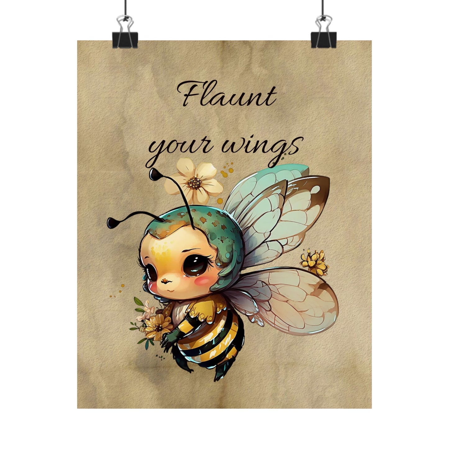 Whimsical Bee Poster Art - Flaunt Your Wings, Cute Bee Decor, Nursery Wall Art, Gift for Kids, Insect Lover's Gift