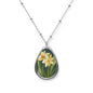 Floral Oval Necklace with Delicate Design, Nature Jewelry, Gift for Her, Dainty Pendant, Mother's Day, Spring Accessory