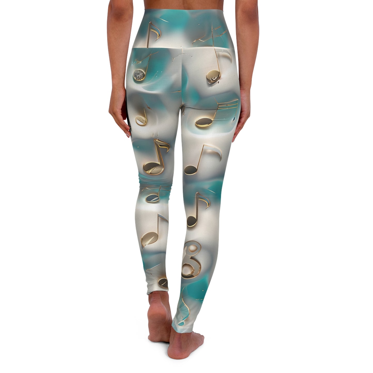 Musical Notes High Waisted Yoga Leggings Activewear for Music Lovers