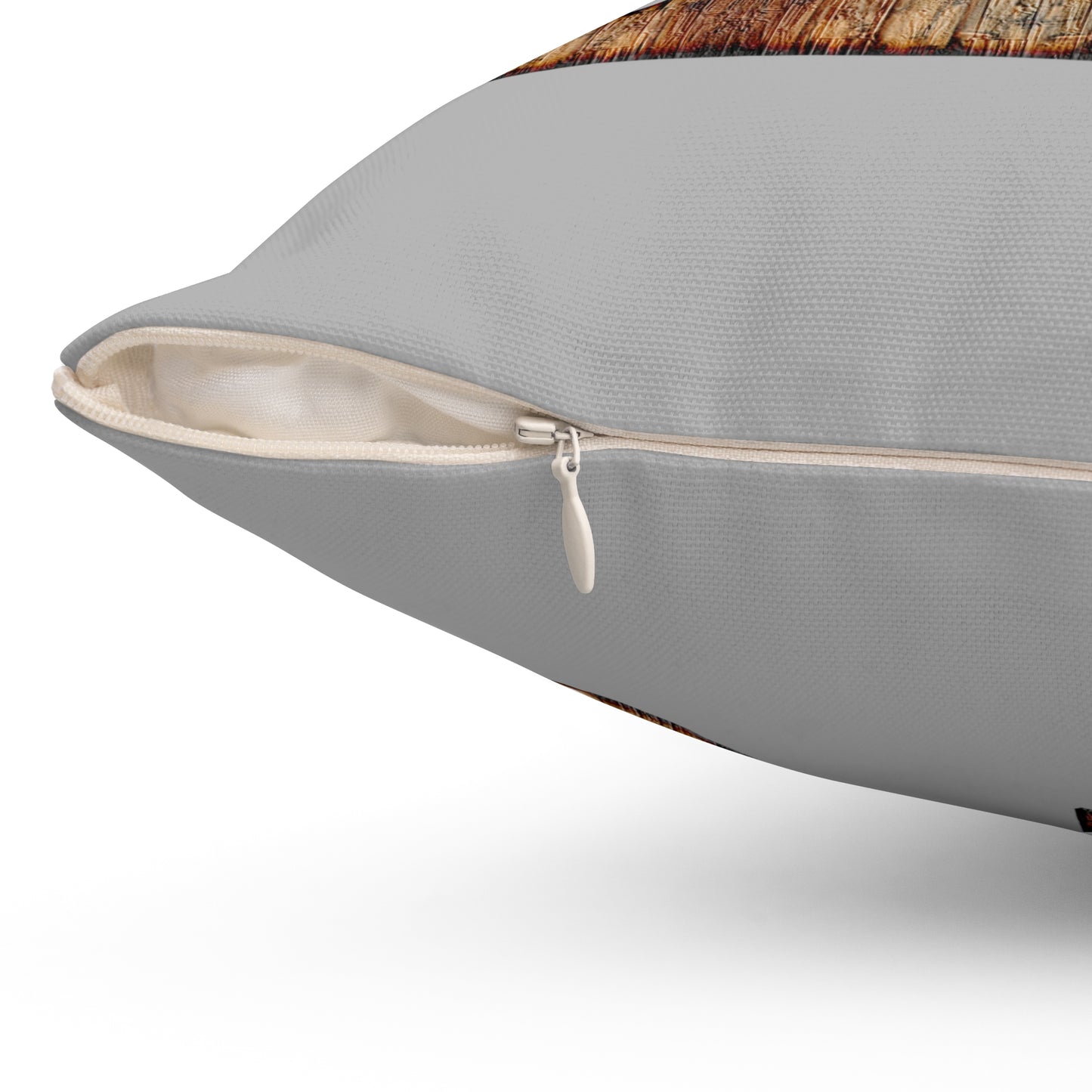 Wooden Monogram 'R' Decorative Throw Pillow - Rustic Farmhouse Accent