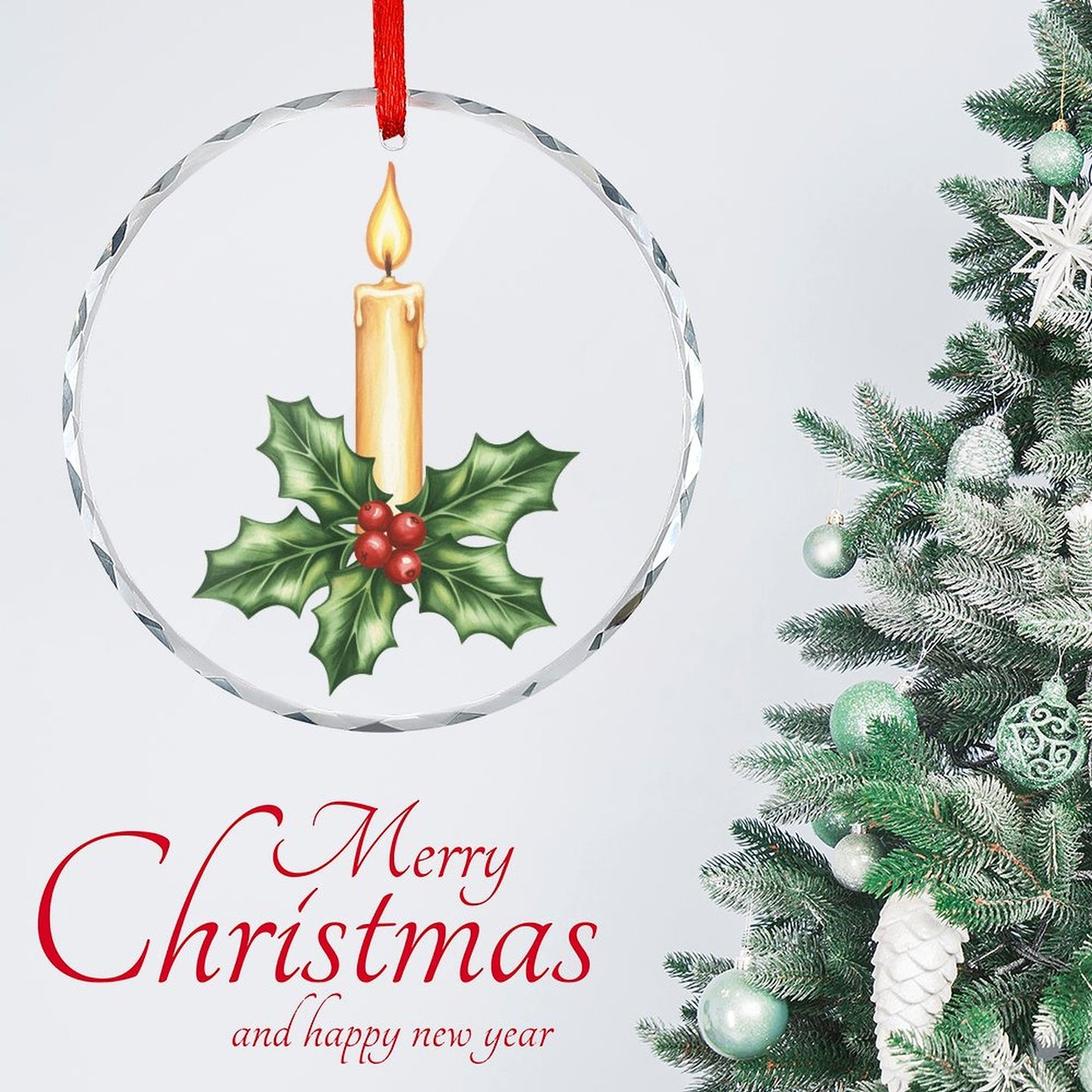 Glass Circular Ornament Pendant - candle