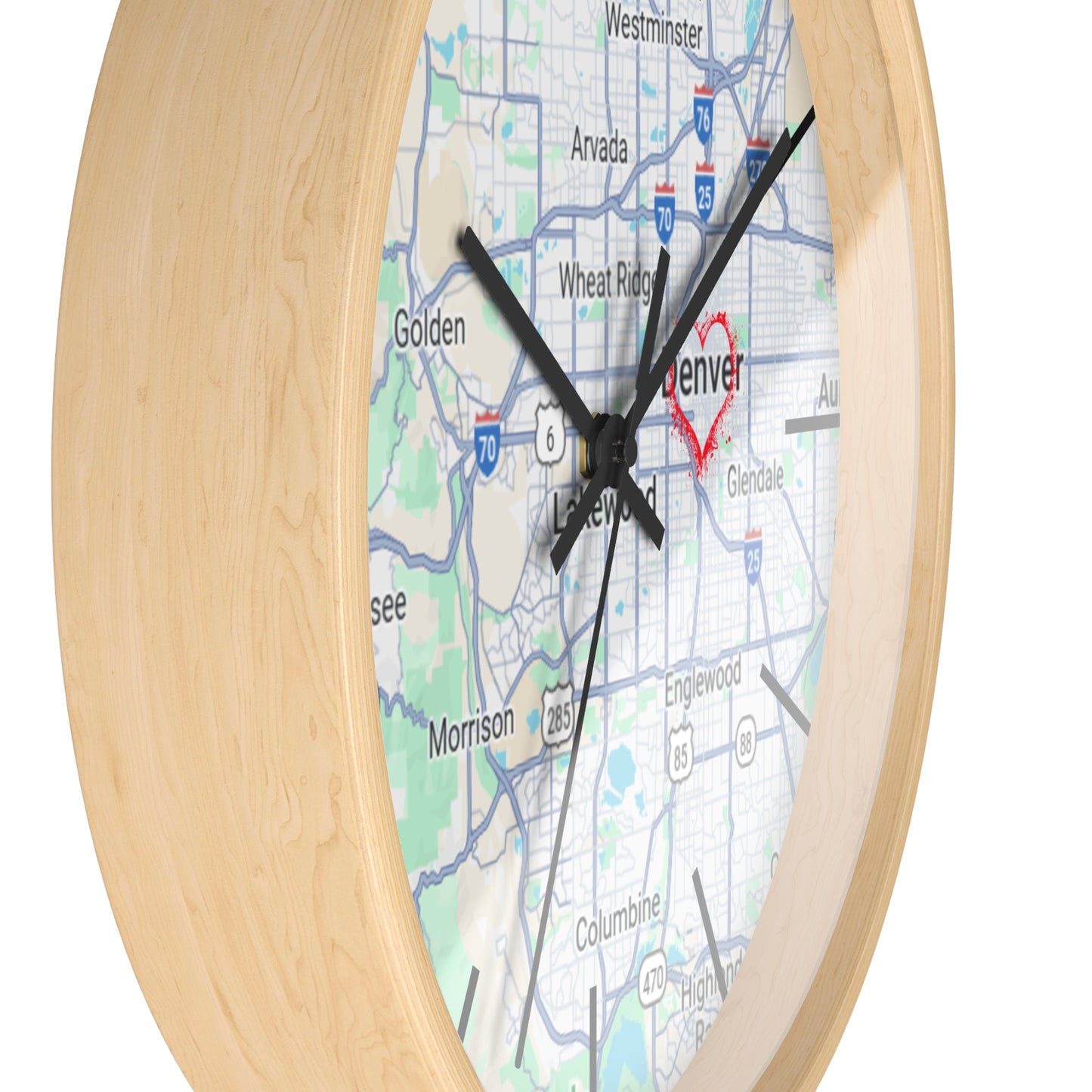 Custom Denver Map Wall Clock, Home Decor, Personalized Gift, Unique Wall Art, Modern Timepiece, Housewarming Present