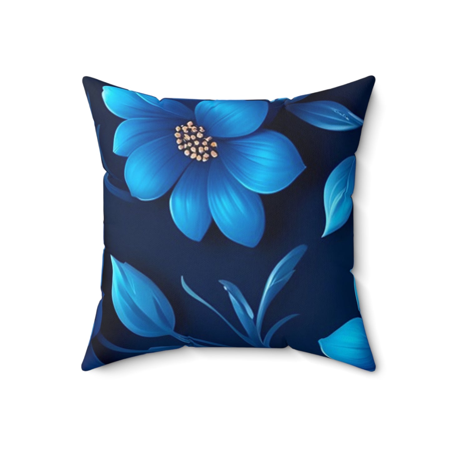 Floral Blue Square Pillow, Boho Home Decor Cushion, Cozy Living Room Accent, Floral Throw Pillow for Gifts, Bed Pillow for Relaxation
