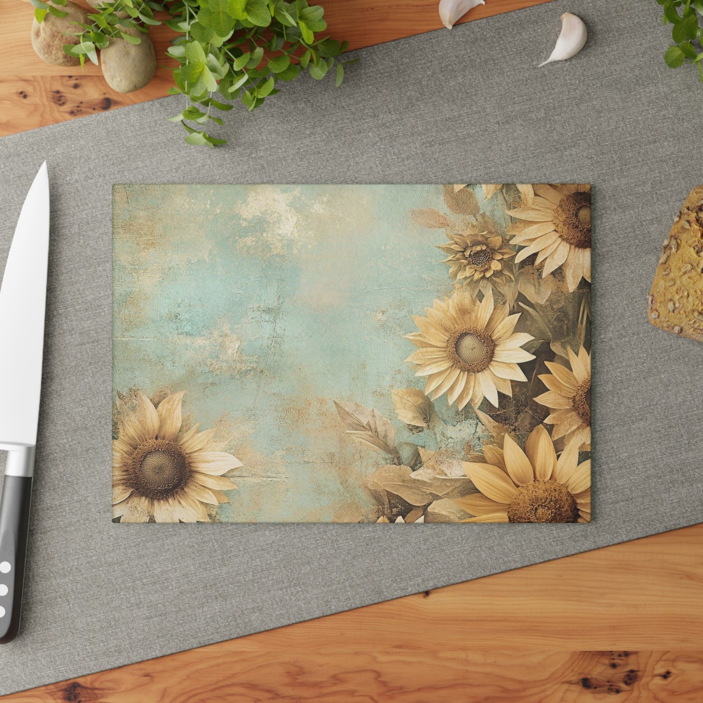 Sunflower Glass Cutting Board, Rustic Kitchen Decor, Unique Gift for Foodies & Home Chefs, Spring & Summer Serving Platter, Floral [...]