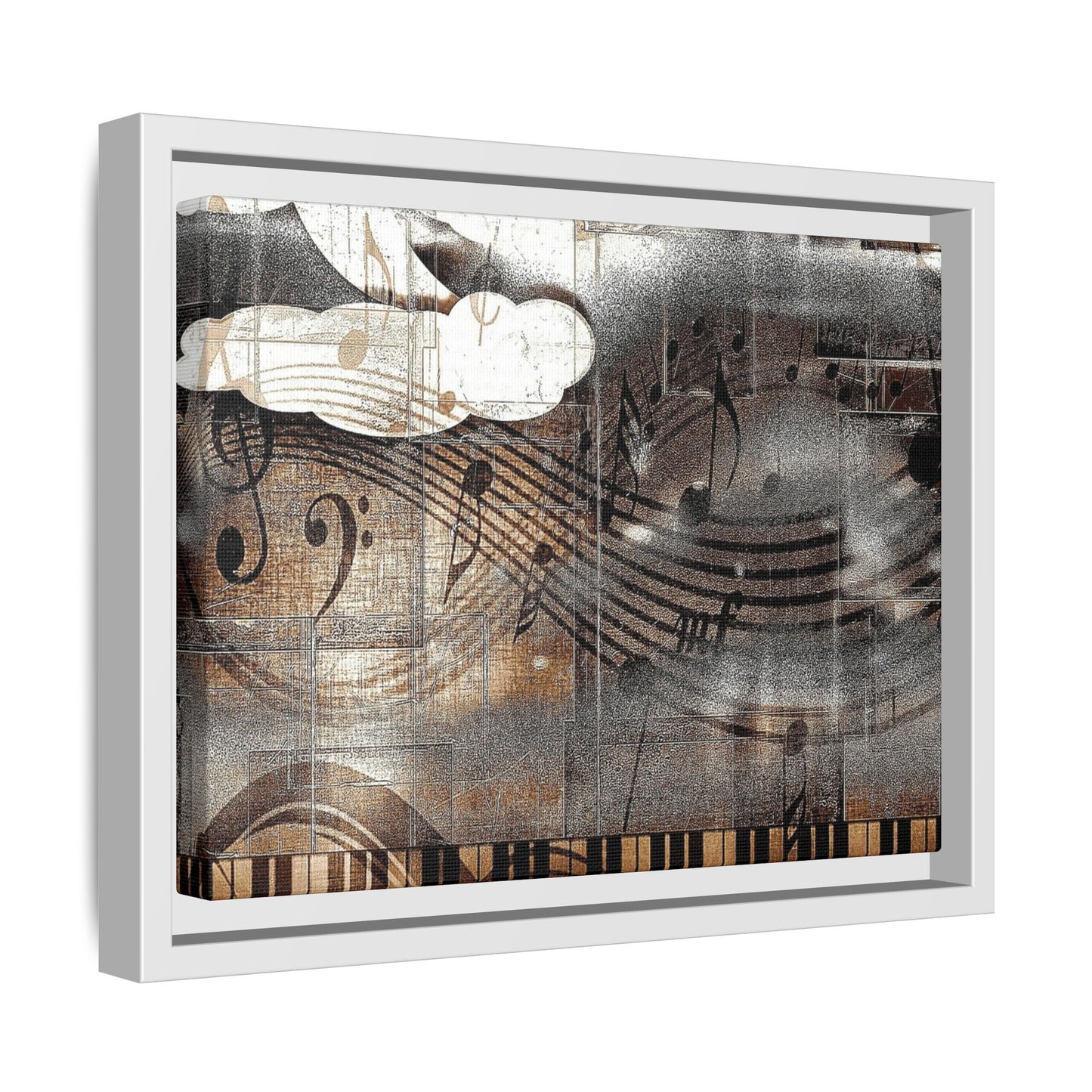 Framed Music Notes Canvas Print — Abstract Vintage Piano & Sheet Music Wall Art