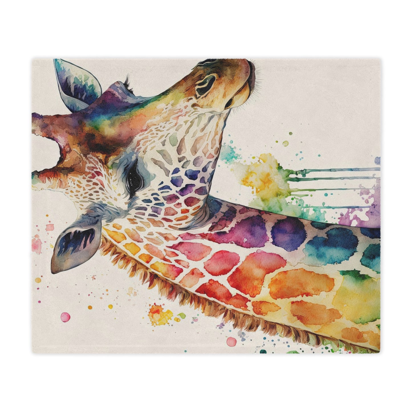 Watercolor Giraffe Minky Blanket — Soft Colorful Animal Throw for Kids & Nursery