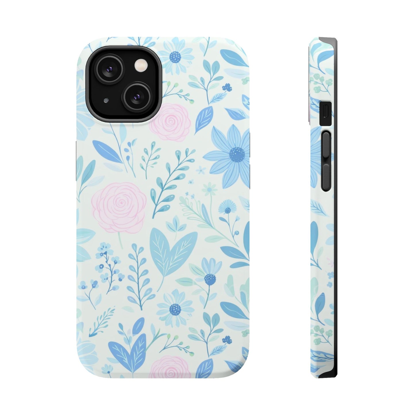 Floral Pastel Magnetic Impact Phone Case — Blue & Pink Botanical Design
