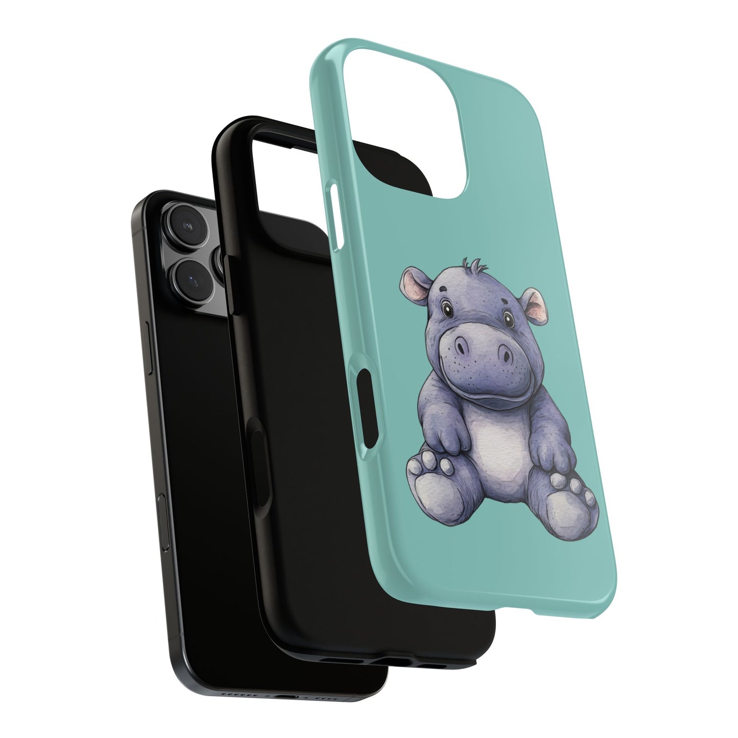 Cute Hippo Phone Case, Tough Phone Cover, Fun Animal Case, Gift for Kids, Cute Decor, Birthday Present