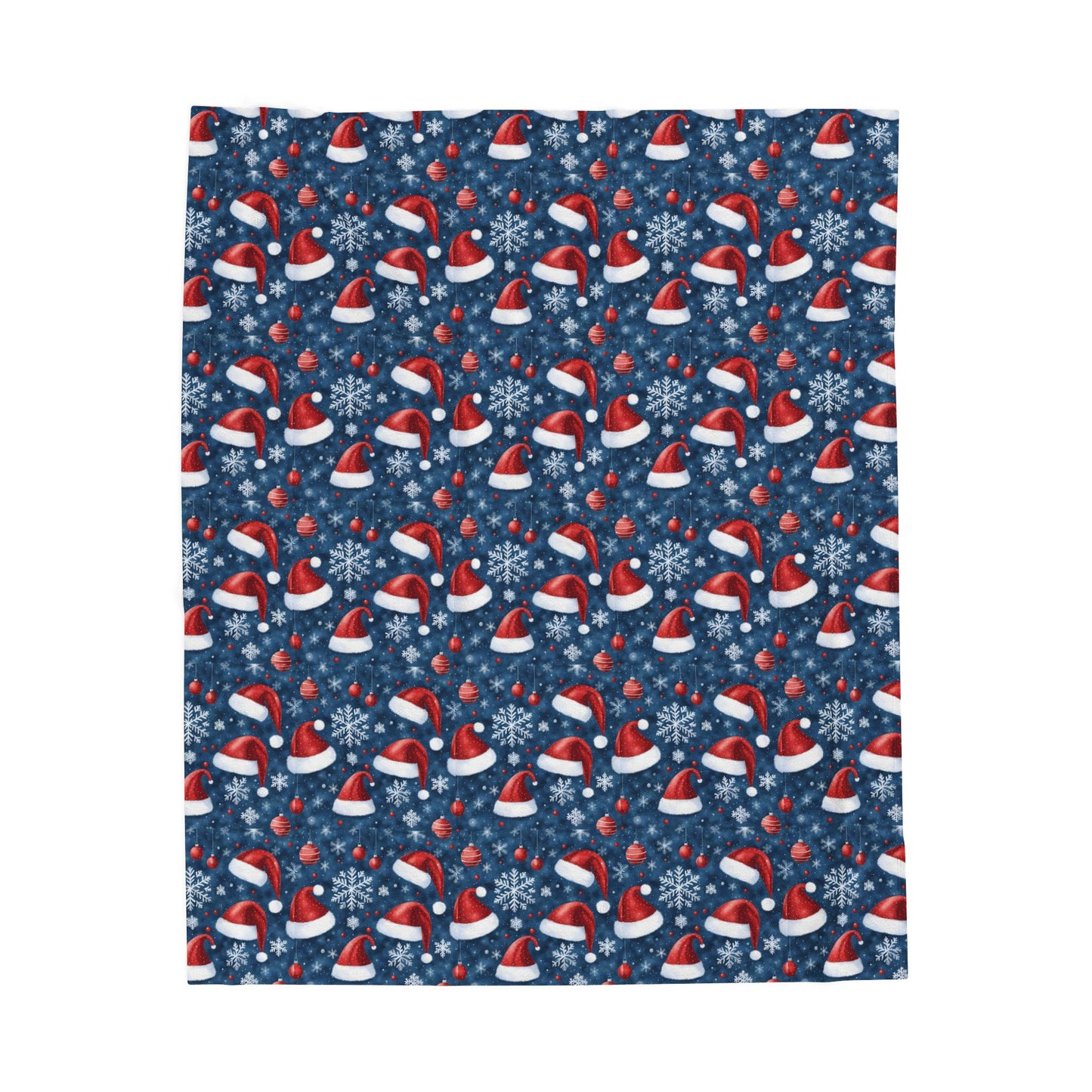 Christmas Santa Hats Velveteen Plush Blanket – Cozy Holiday Throw with Snowflake Pattern