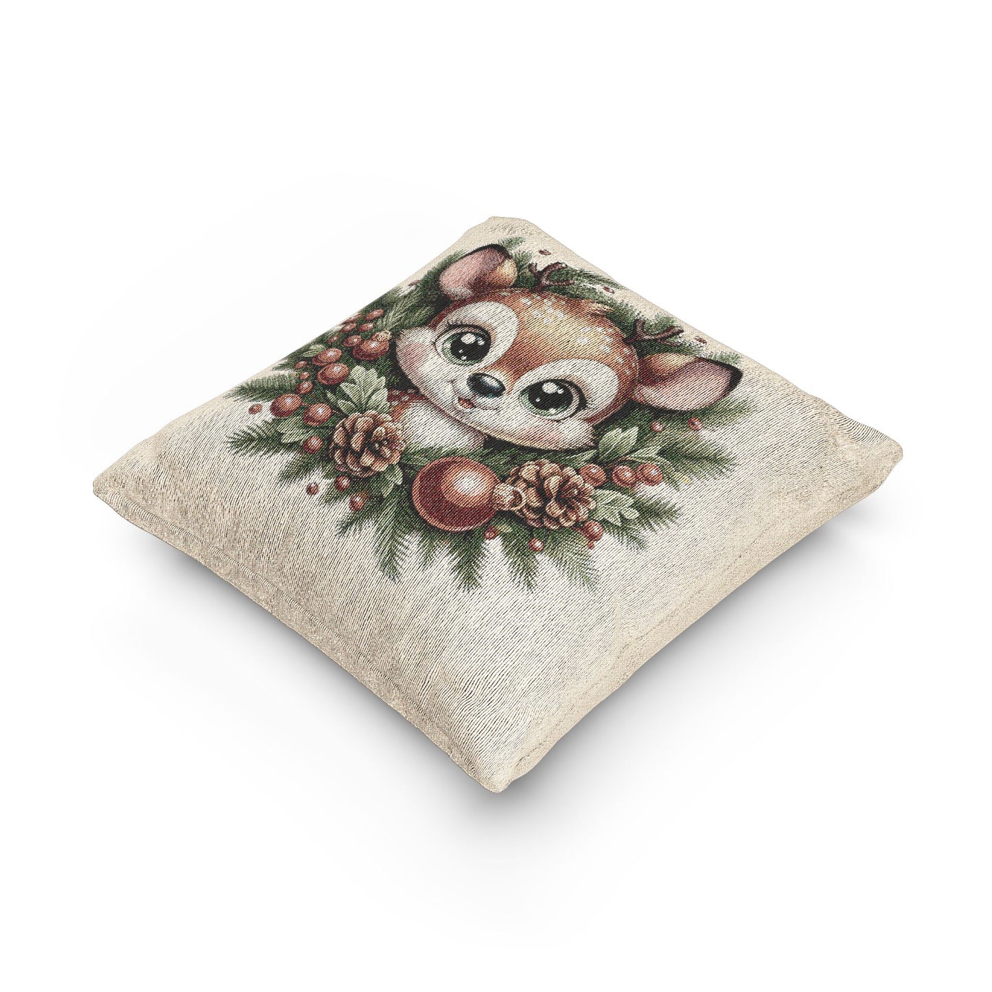 Whimsical Deer Woven Pillow | Cozy Home Decor, Holiday Gift, Nature Lover's Accent, Cute Animal Pillow, Unique Couch Cushion