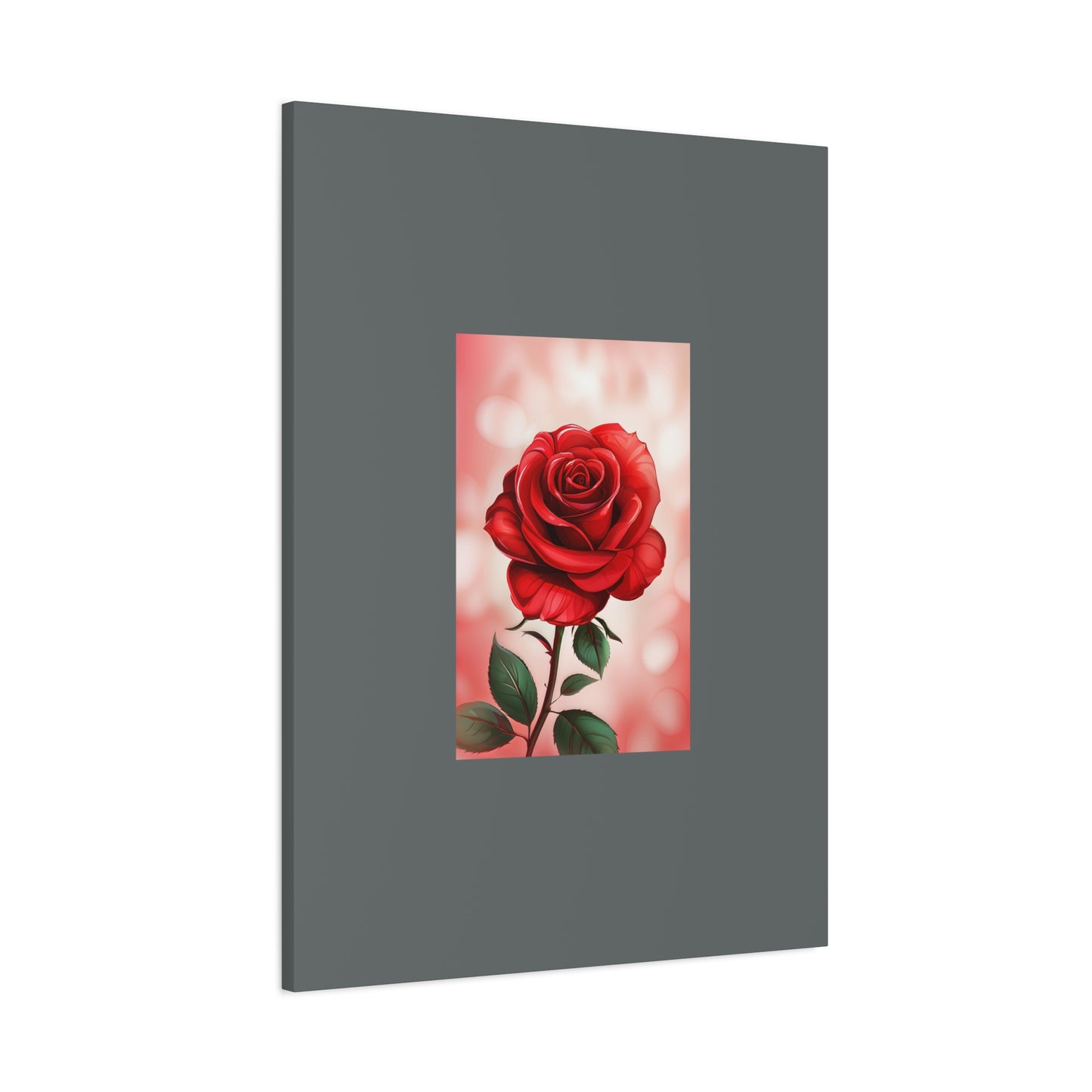 Red Rose Vertical Matte Canvas Print — Romantic Floral Wall Art