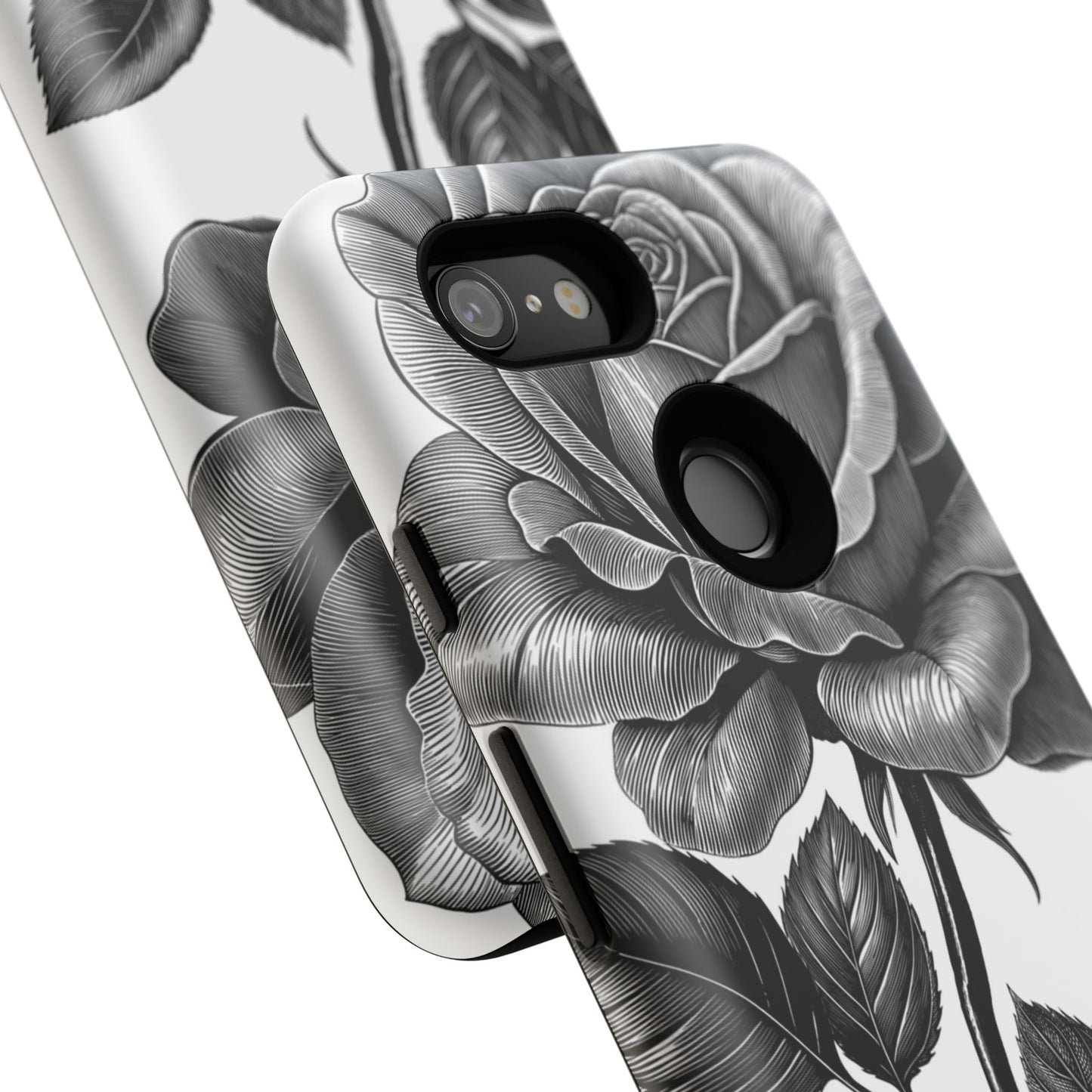 Elegant Floral Phone Case - Tough Cases, Black Rose Design, Floral Phone Cover, Stylish Phone Accessory, Gift for Her, Mother's Day