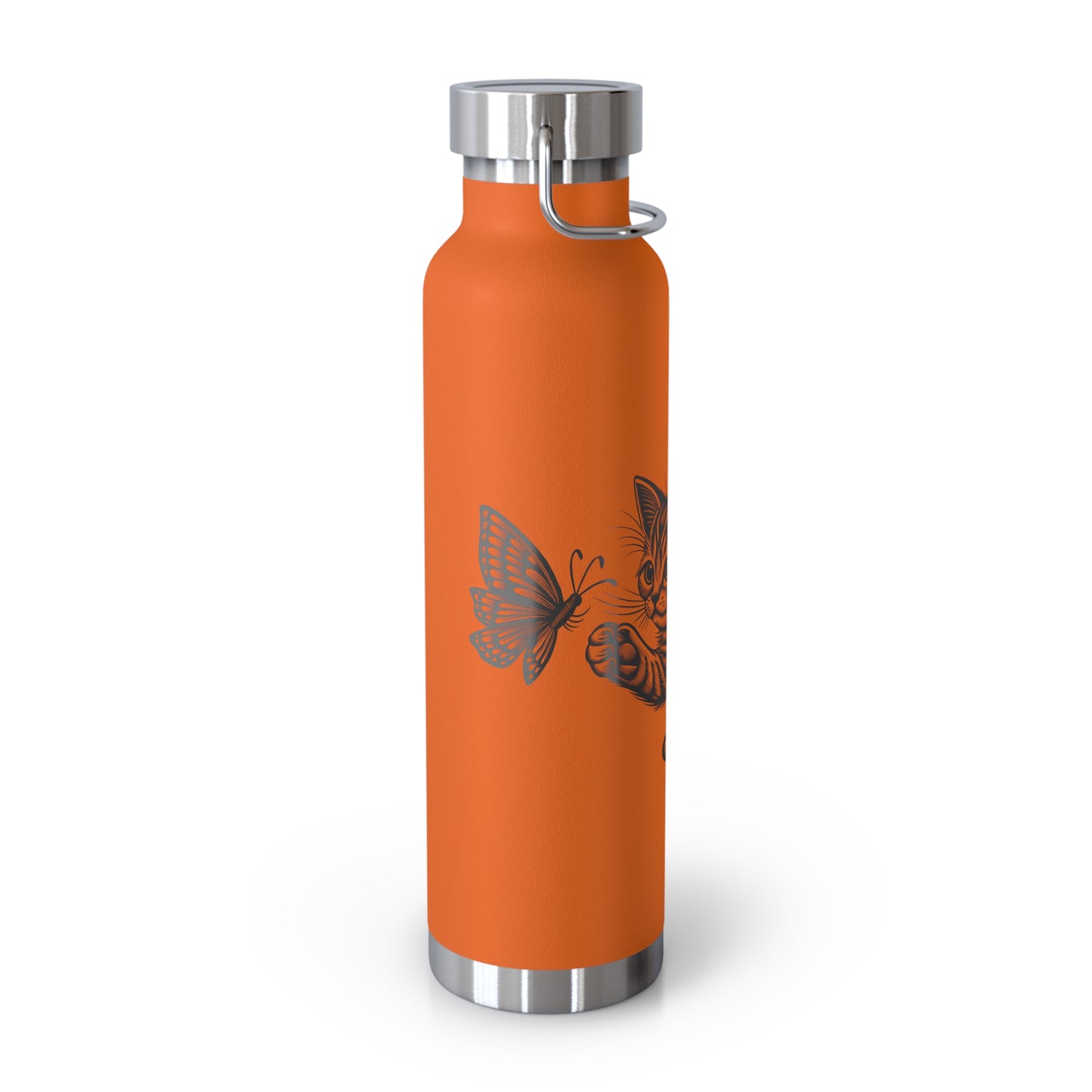 Cat and Butterfly Insulated Water Bottle, Cute Animal Flask, Travel Mug, Gift for Cat Lovers, Eco-Friendly Beverage Container