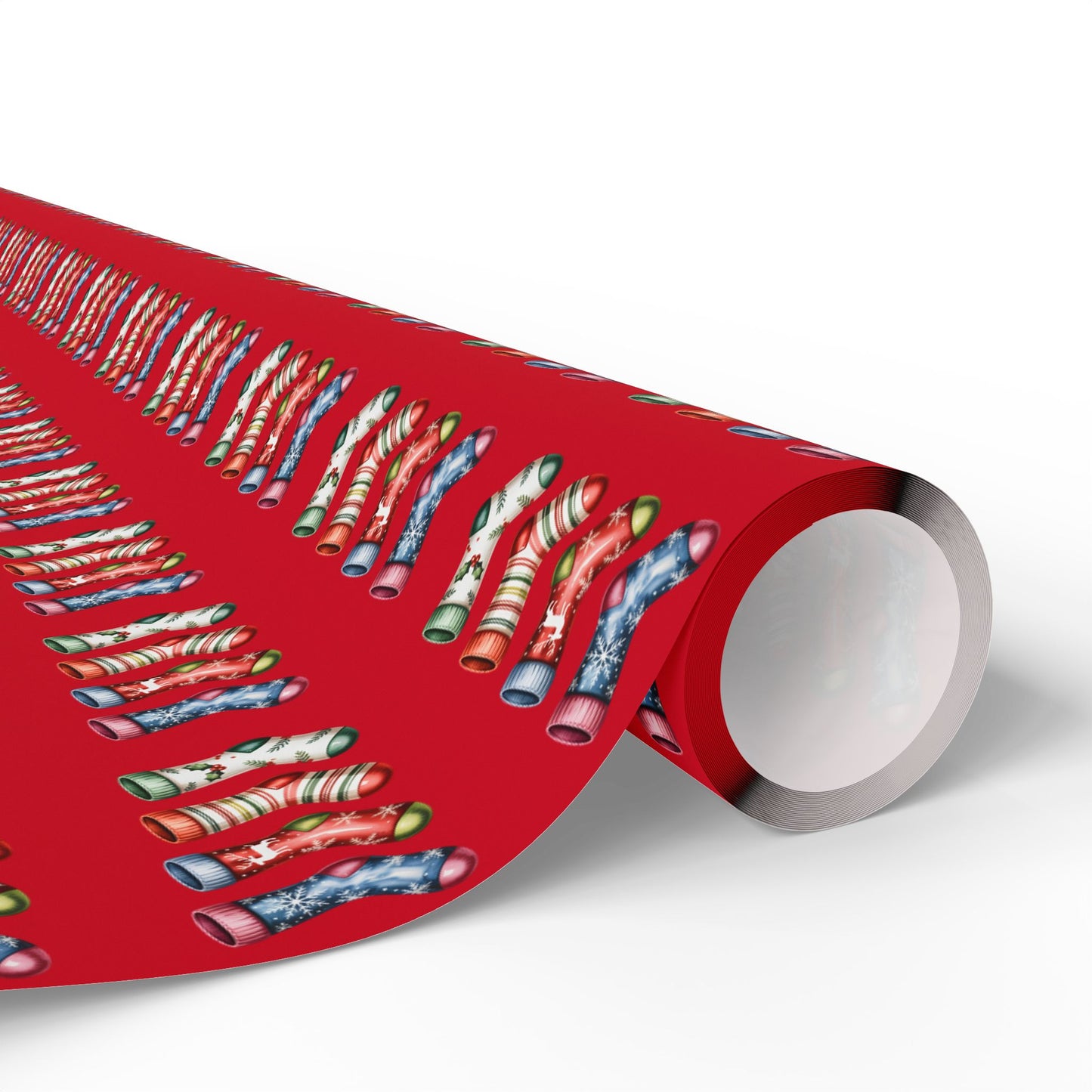 Holiday Candy Cane Wrapping Paper Roll — Red Patterned Gift Wrap